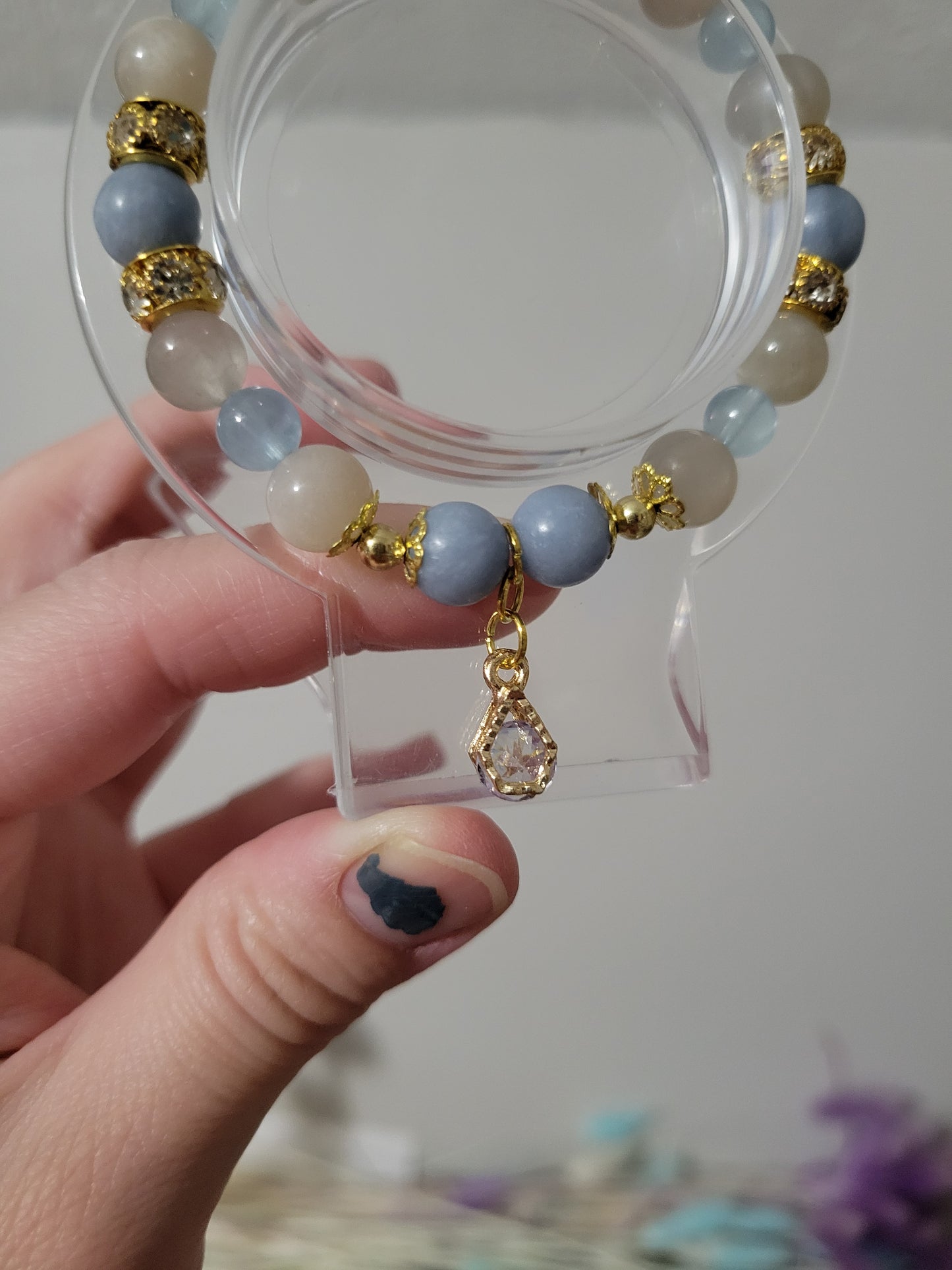 GD68 Angelite, Aquamarine, and Moonstone Bracelet