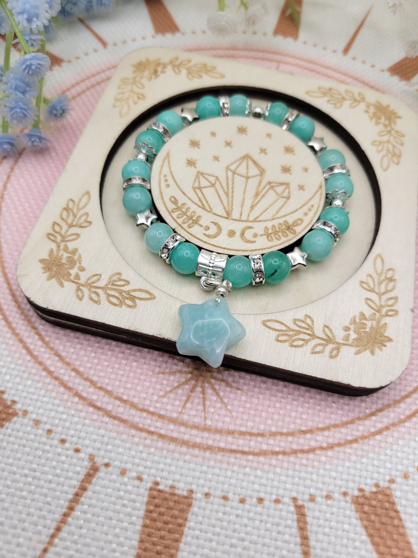 SV36 Green Chalcedony and Amazonite Charm Bracelet