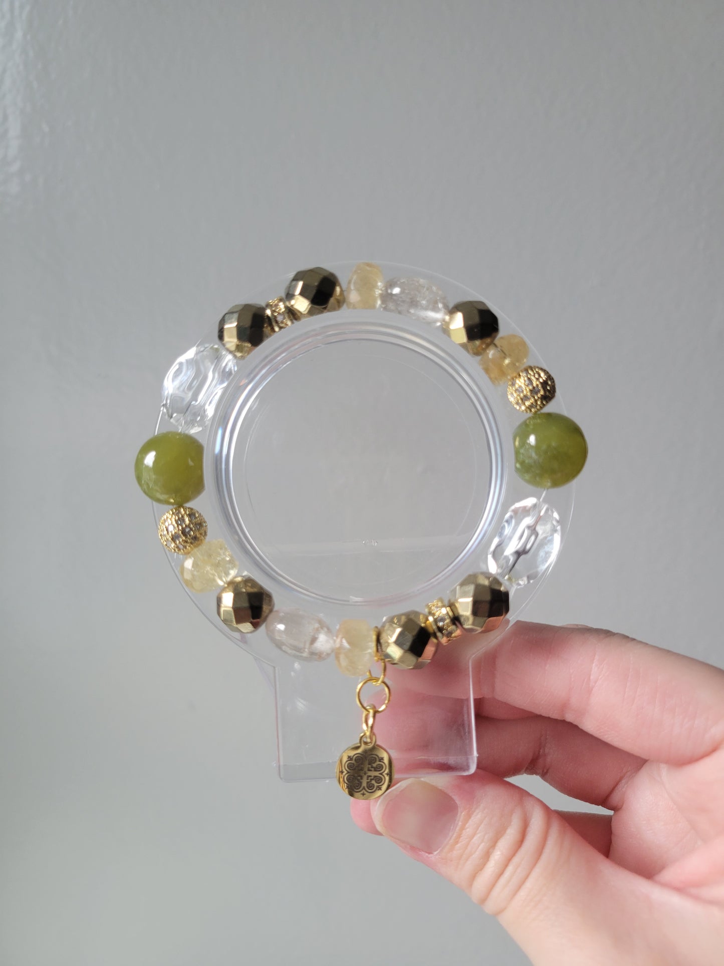 HEC1 Citrine, Clear Quartz, Jade, and Pyrite Bracelet