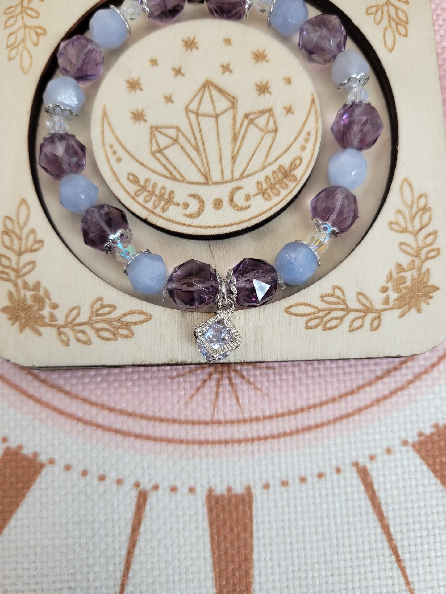 SV7 Amethyst and Aquamarine Faceted Bracelet