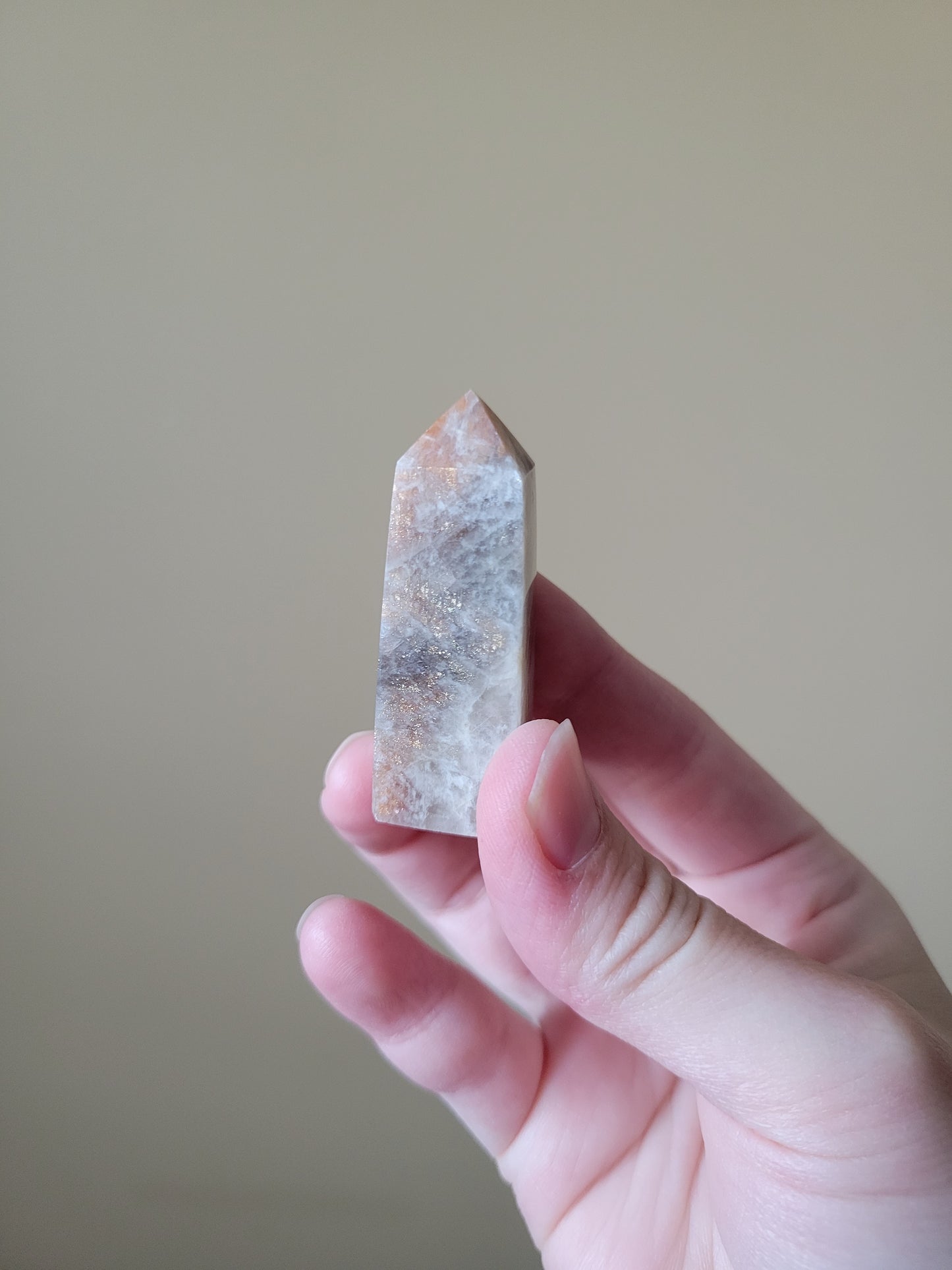 Small Sparkly Sunstone Moonstone Point 12ST