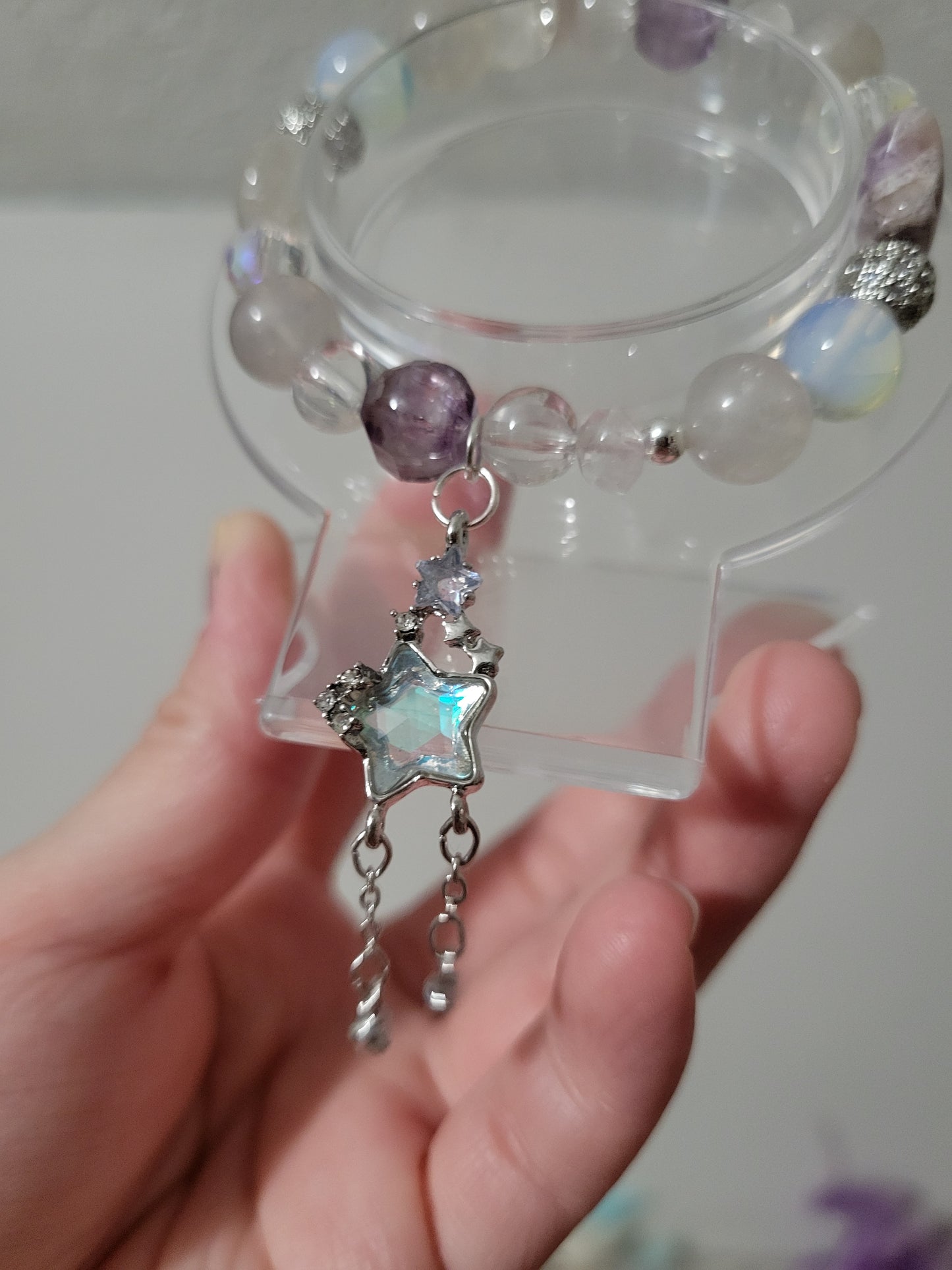 SVC3 Amethyst, Blue Rose Quartz, Clear Quartz, and Opalite Bracelet