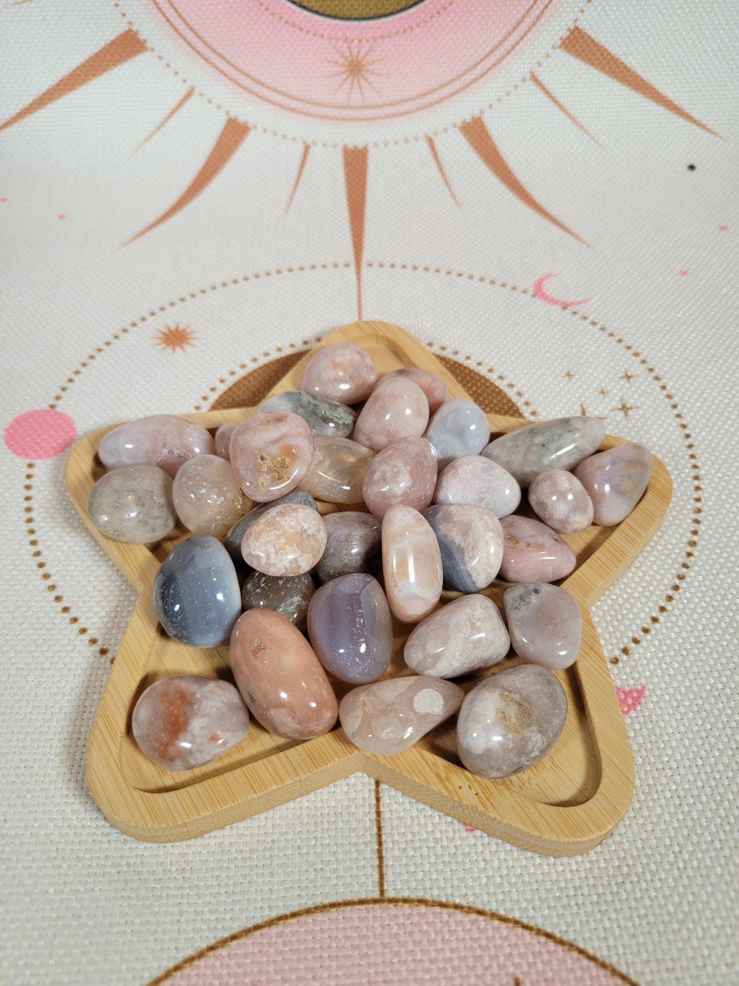 Pink Purple Flower Agate Tumbles