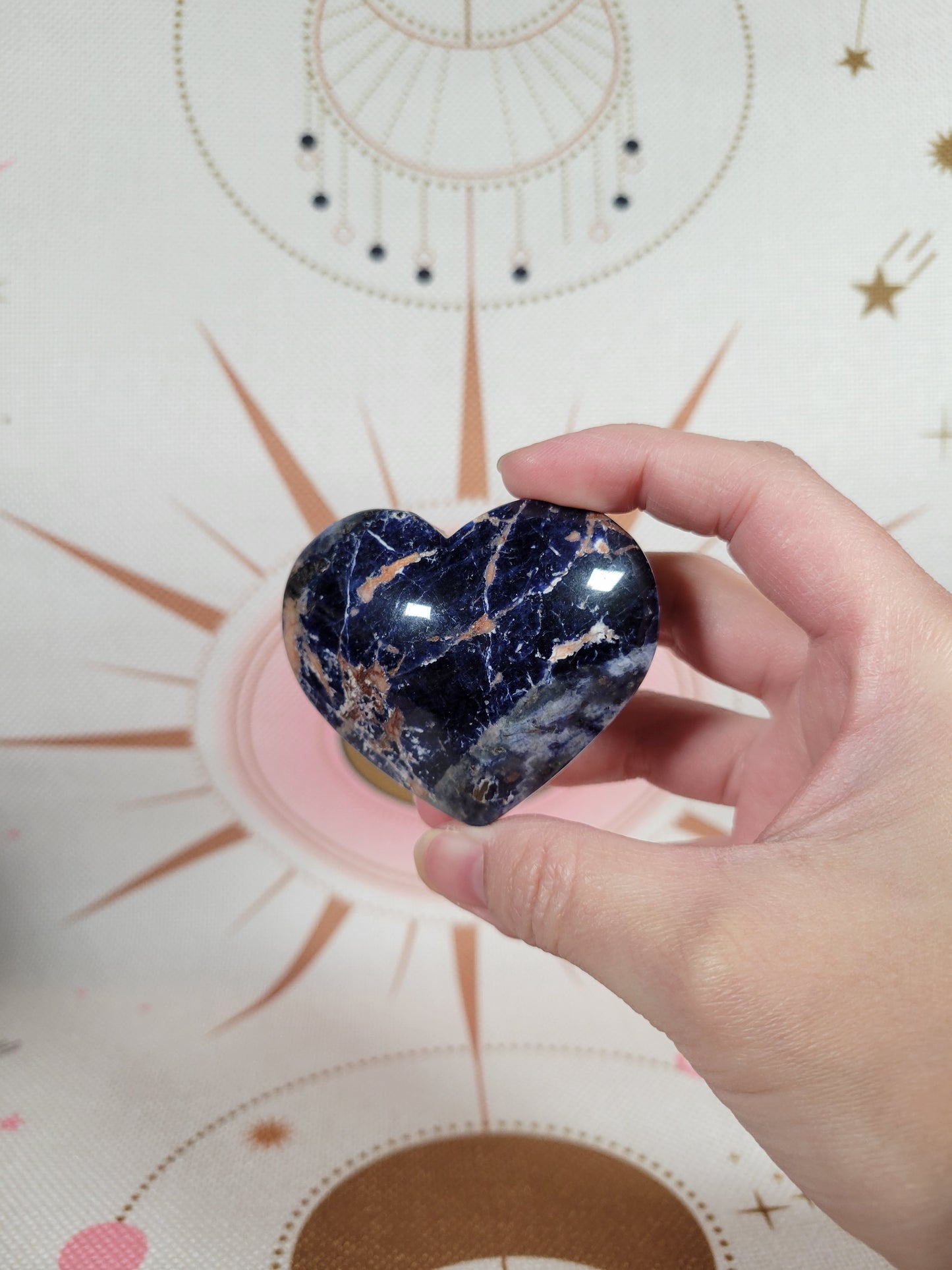 Puffy Vibrant Sunset Sodalite Heart Carving 30SO