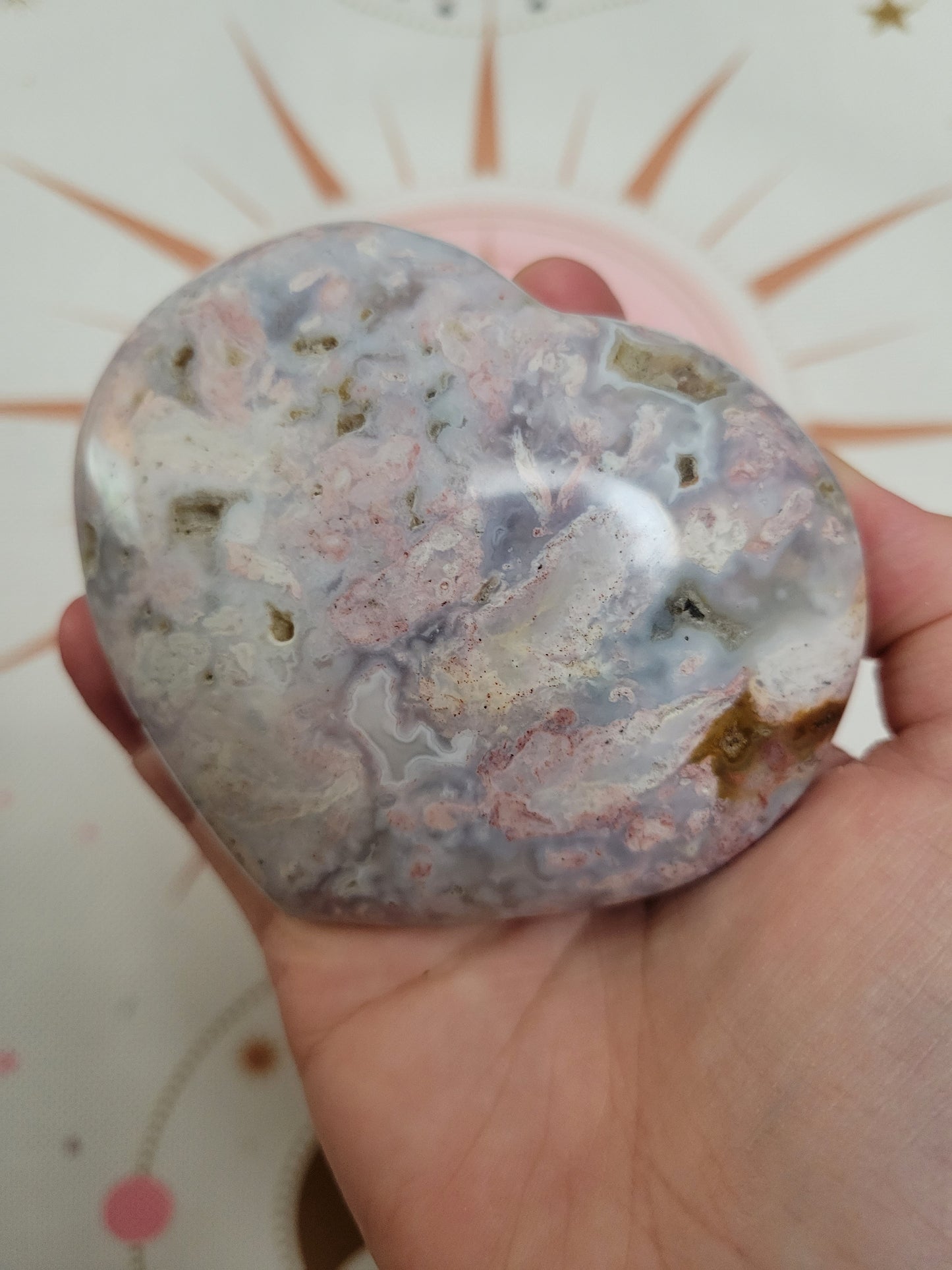 Dreamy Pastel OJ Ocean Jasper Heart Carving 50J