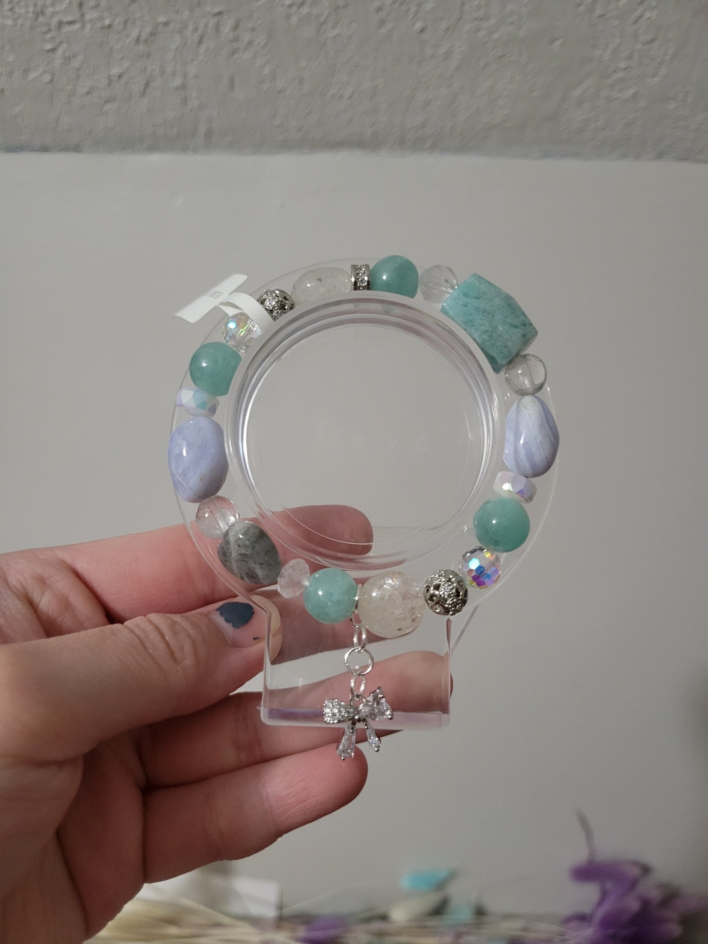 SVC8 Amazonite, Blue Lace Agate, Chinese Larimar, Clear Quartz, and Labradorite Bracelet