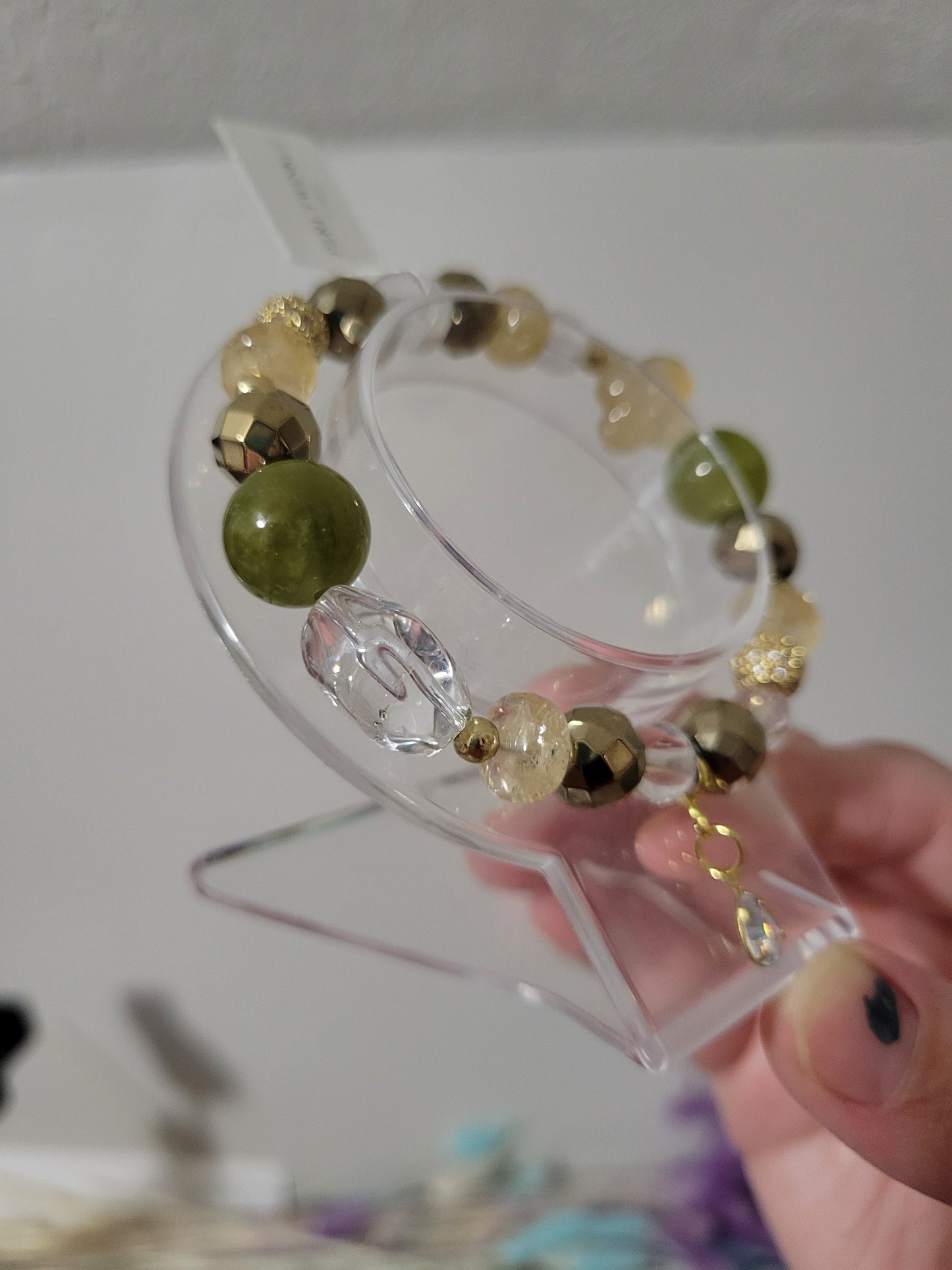 GDC6 Carnelian, Clear Quartz, Citrine, Jade, and Pyrite Bracelet