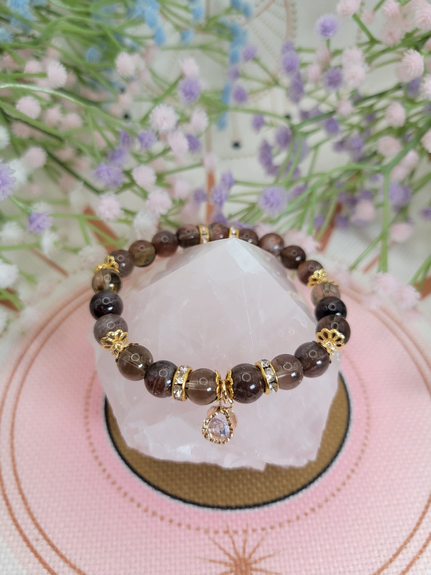 GD7 Black Sunstone and Smoky Quartz Bracelet