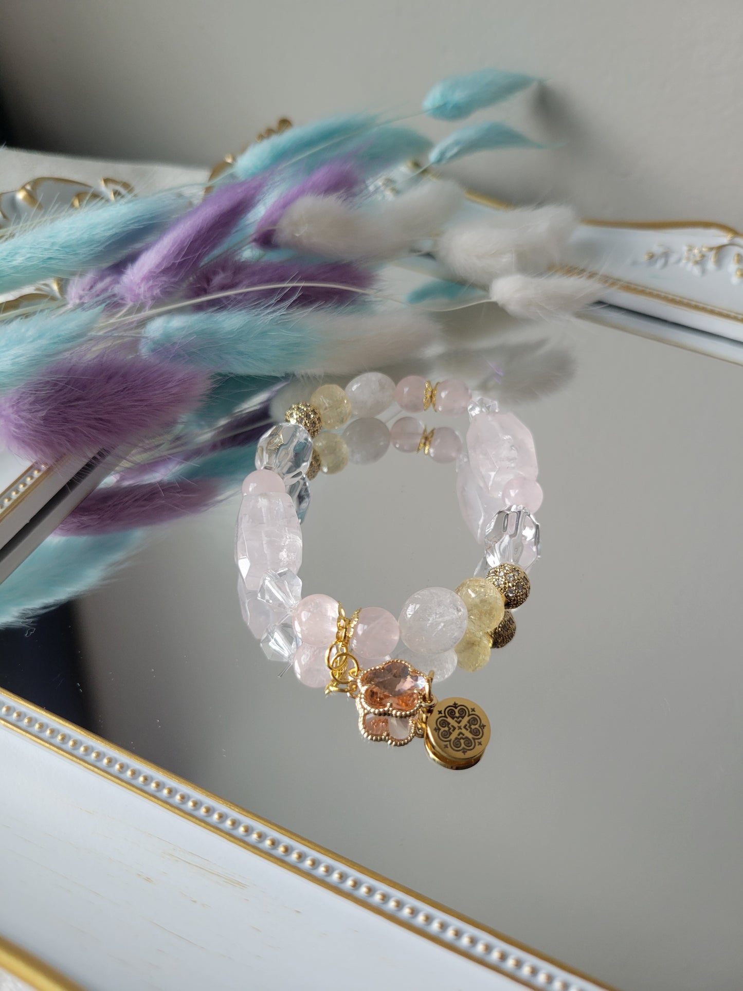 HEC3 Citrine, Clear Quartz, and Rose Quartz Bracelet