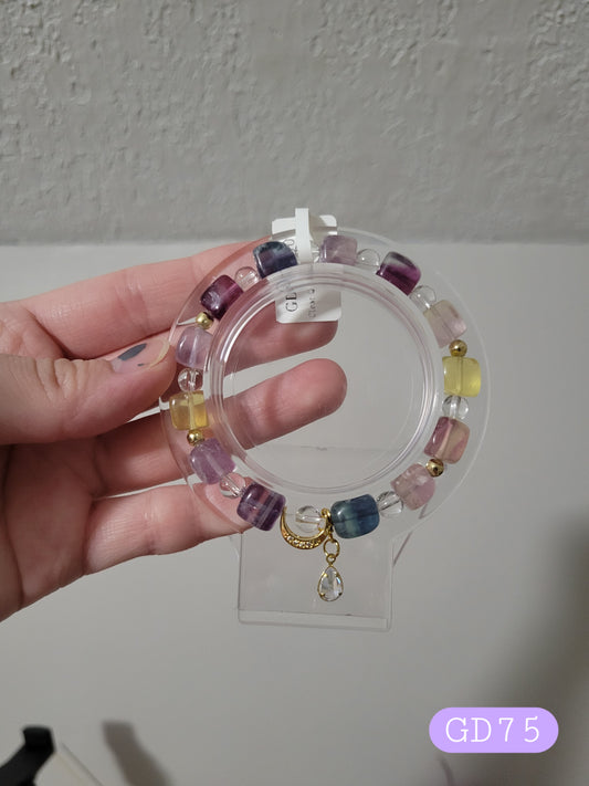 GD75 Clear Quartz and Fluorite Bracelet