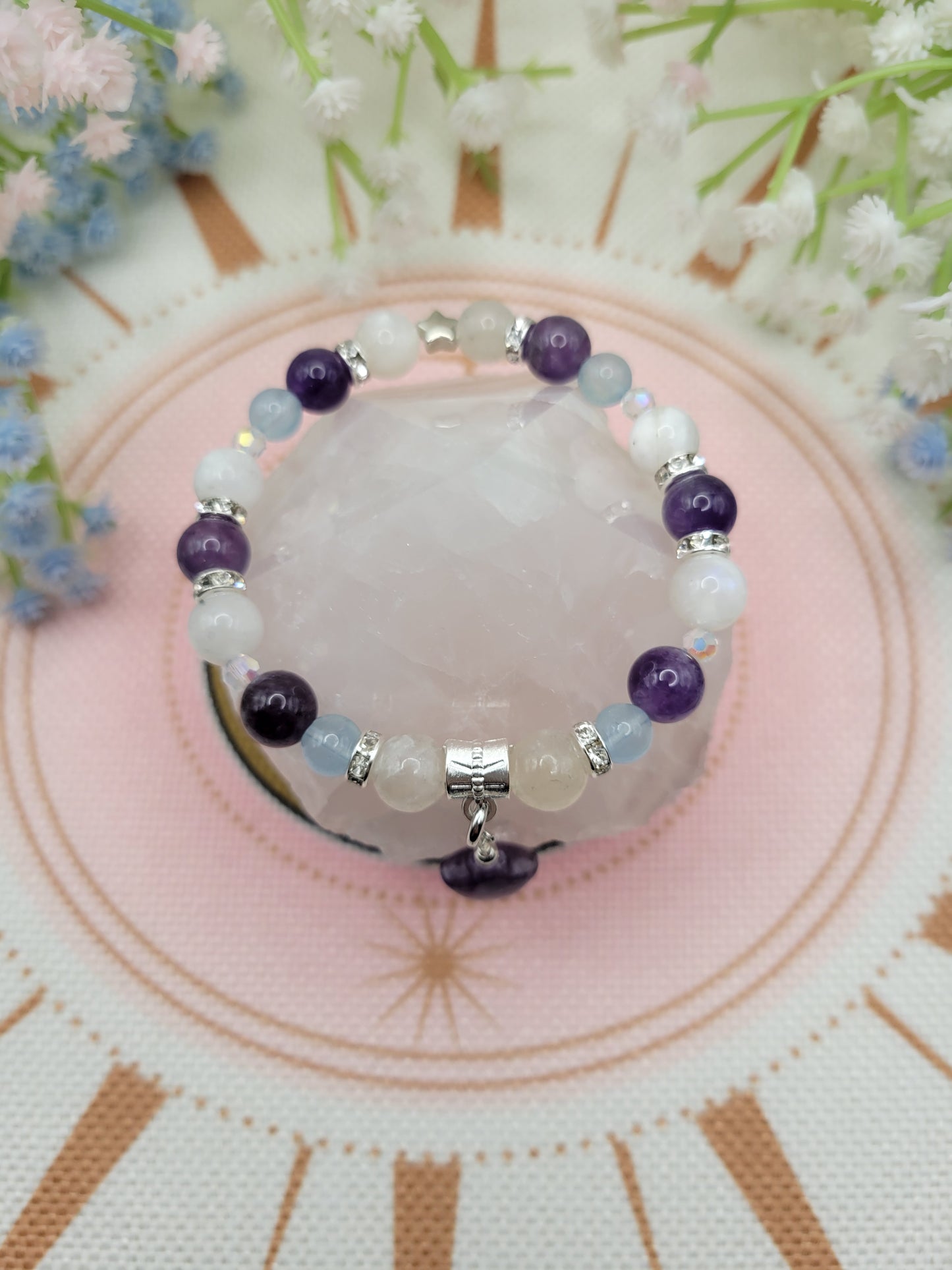 SV39 Amethyst, Aquamarine, and Moonstone Bracelet