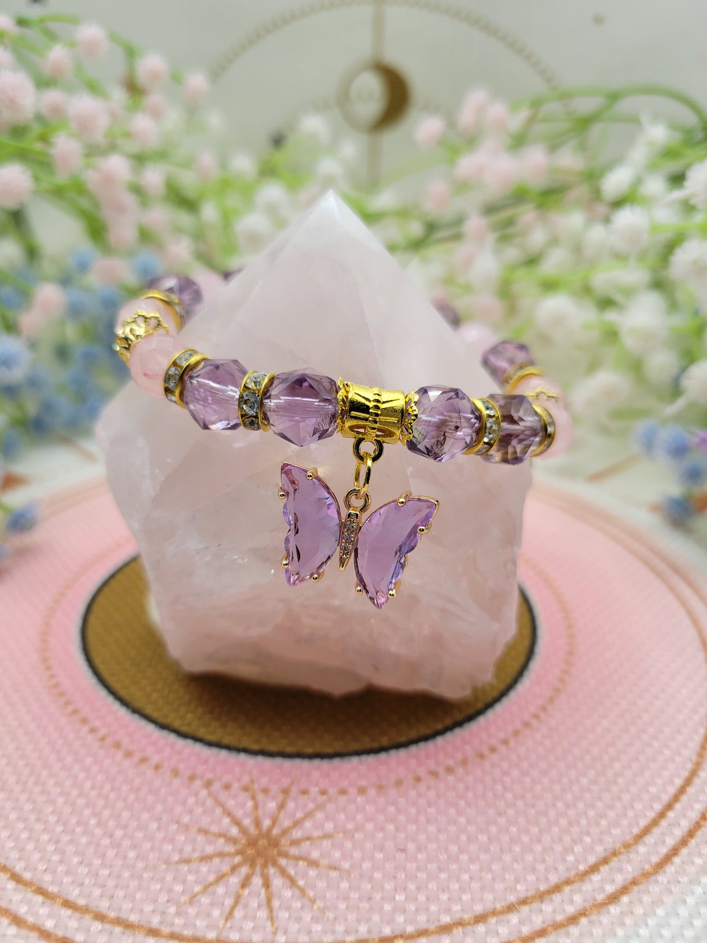 GD49 Faceted Amethyst and Rose Quartz Bracelet