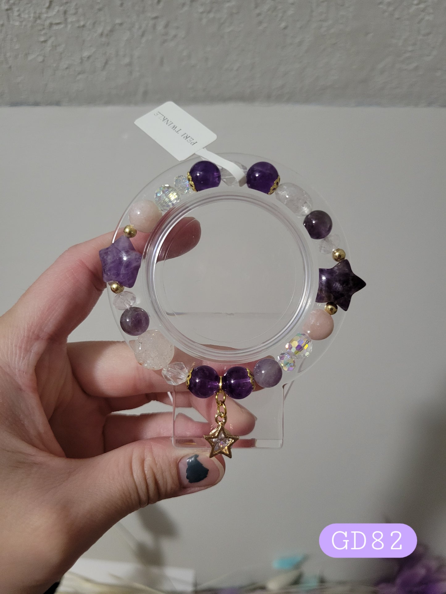 GD82 Amethyst, Clear Quartz, and Pink Opal Bracelet