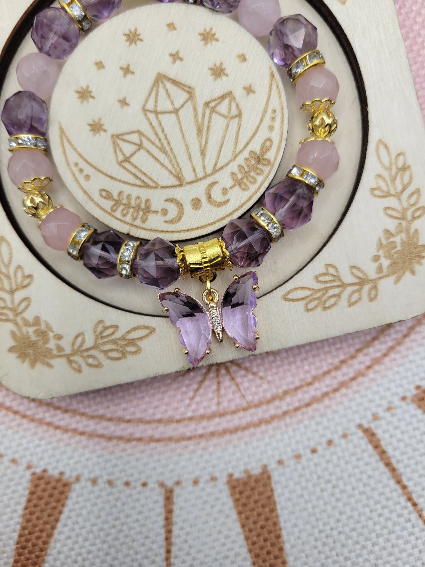 GD49 Faceted Amethyst and Rose Quartz Bracelet