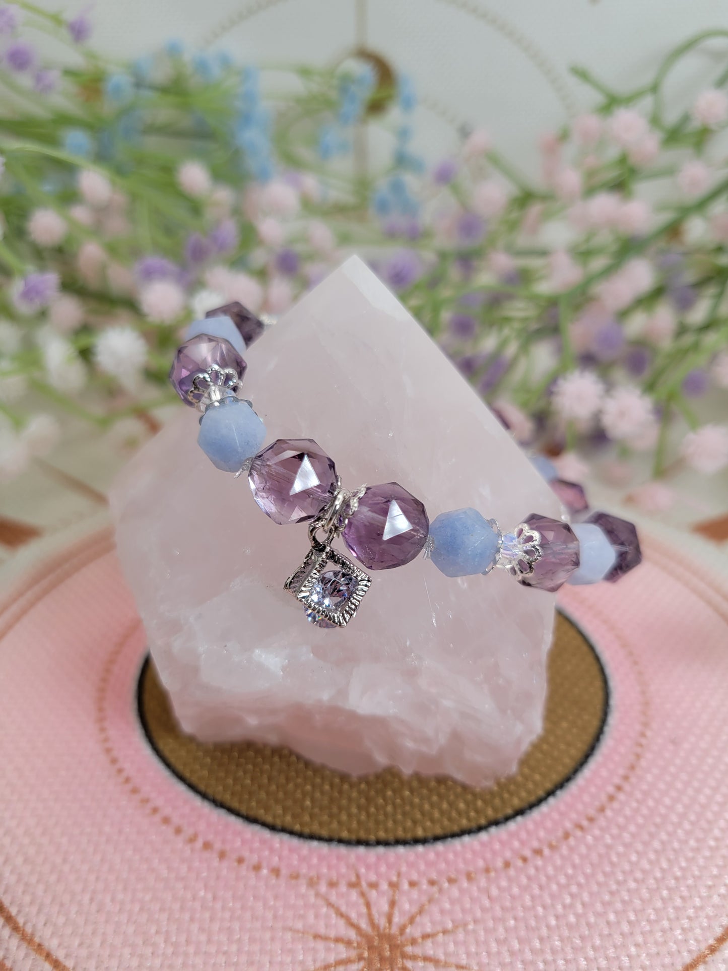 SV7 Amethyst and Aquamarine Faceted Bracelet