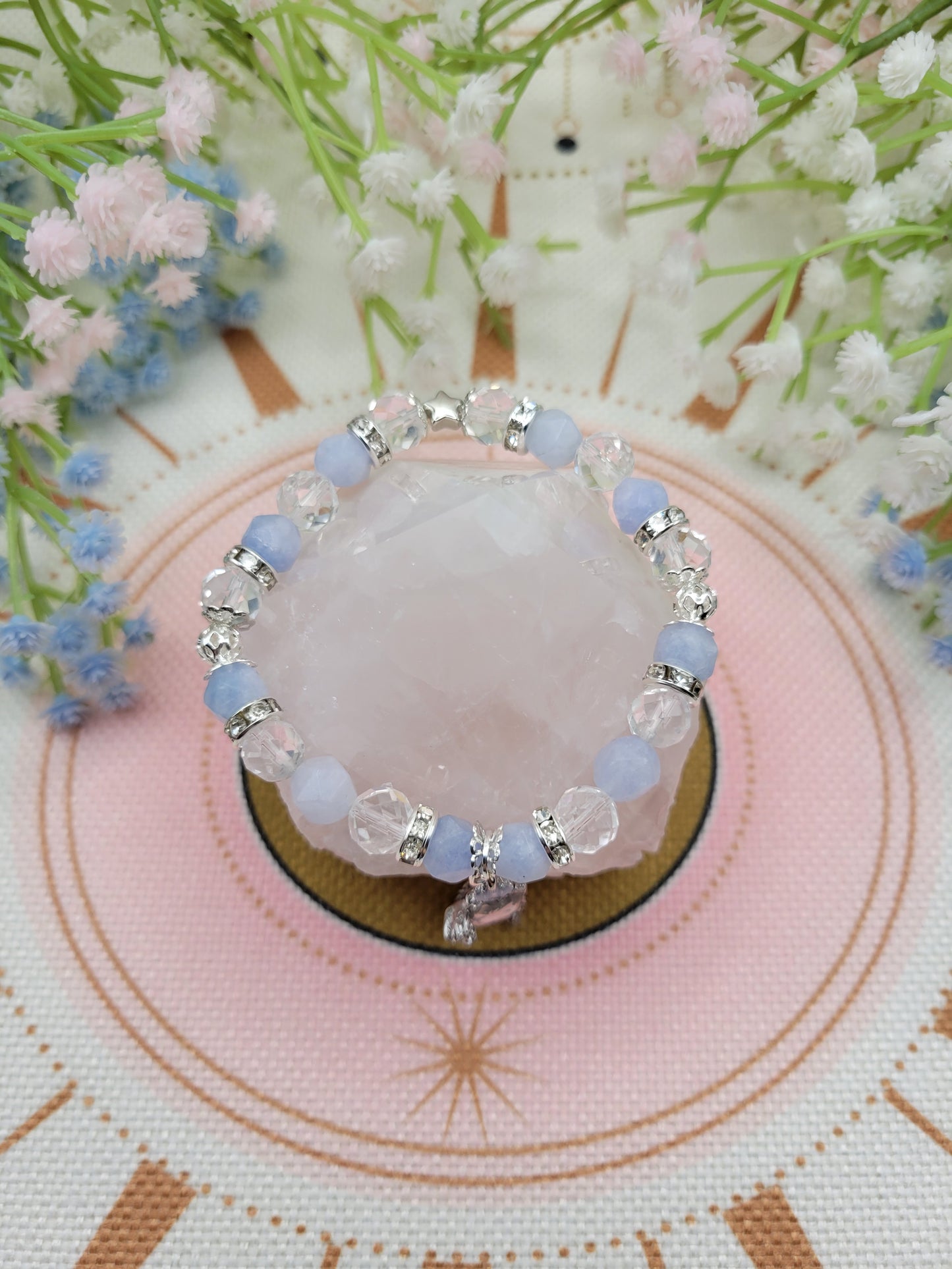 SV41 Faceted Aquamarine and Clear Quartz Bracelet