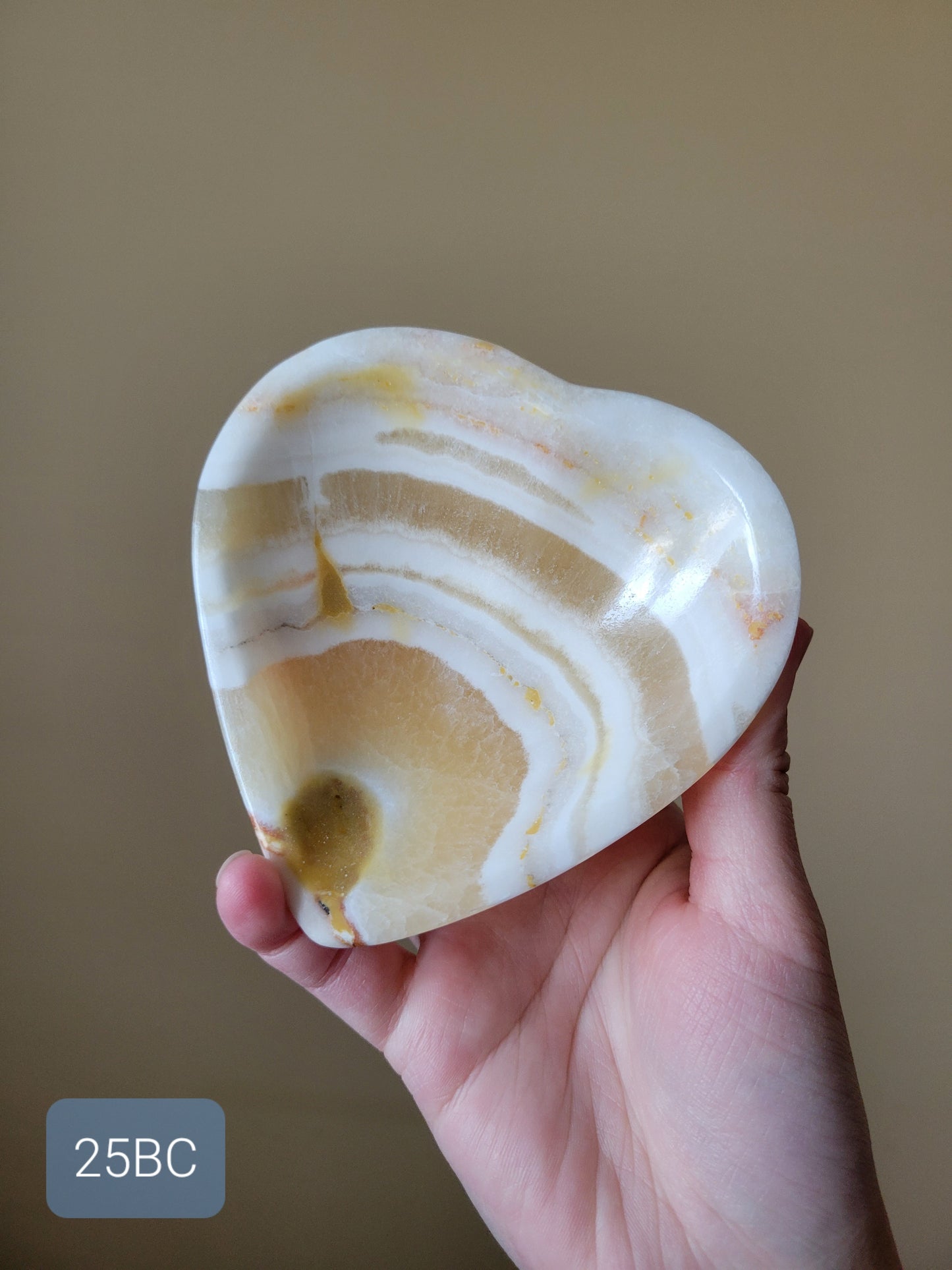 Sweet Banded Calcite Onyx Heart Shaped Bowl 25BC