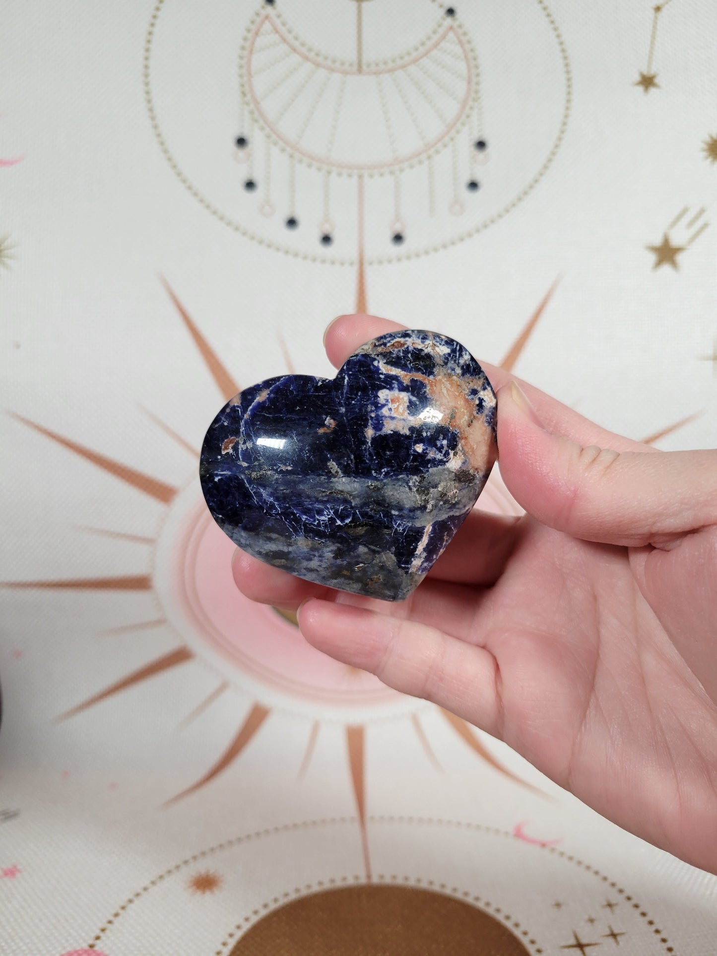 Puffy Vibrant Sunset Sodalite Heart Carving 30SO