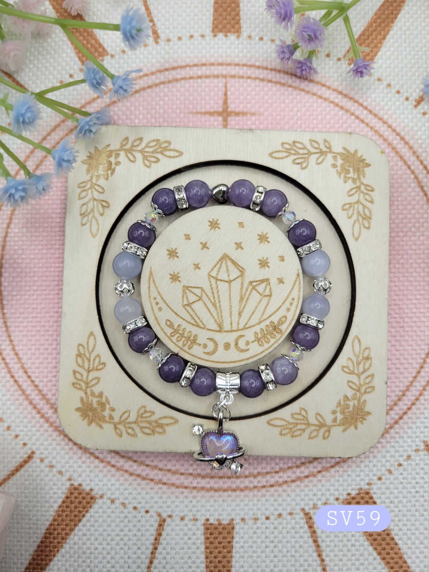 SV59 Blue Morganite and Purple Angelite Bracelet