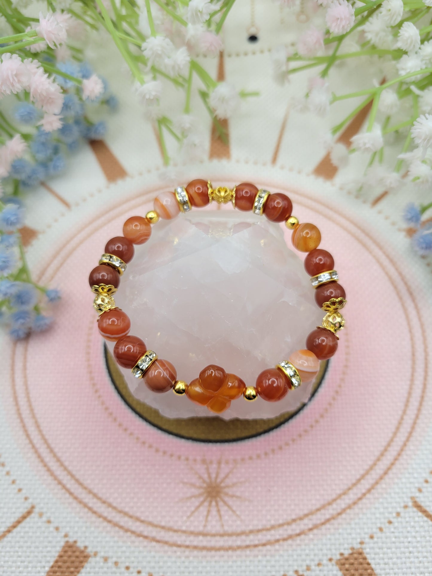 GD50 Carnelian Flower Bracelet