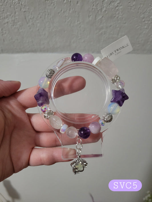 SVC5 Amethyst, Clear Quartz, Kunzite, Opalite, and Rose Quartz Bracelet