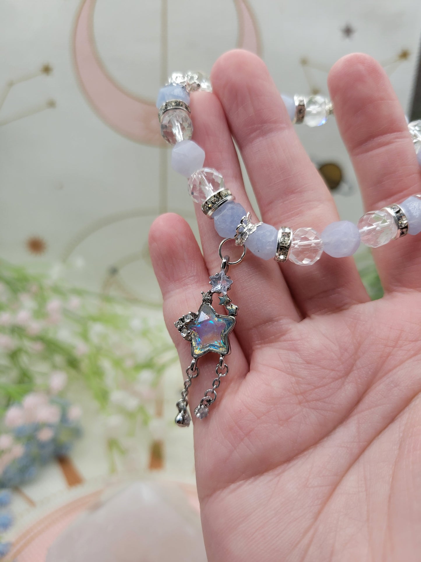 SV41 Faceted Aquamarine and Clear Quartz Bracelet