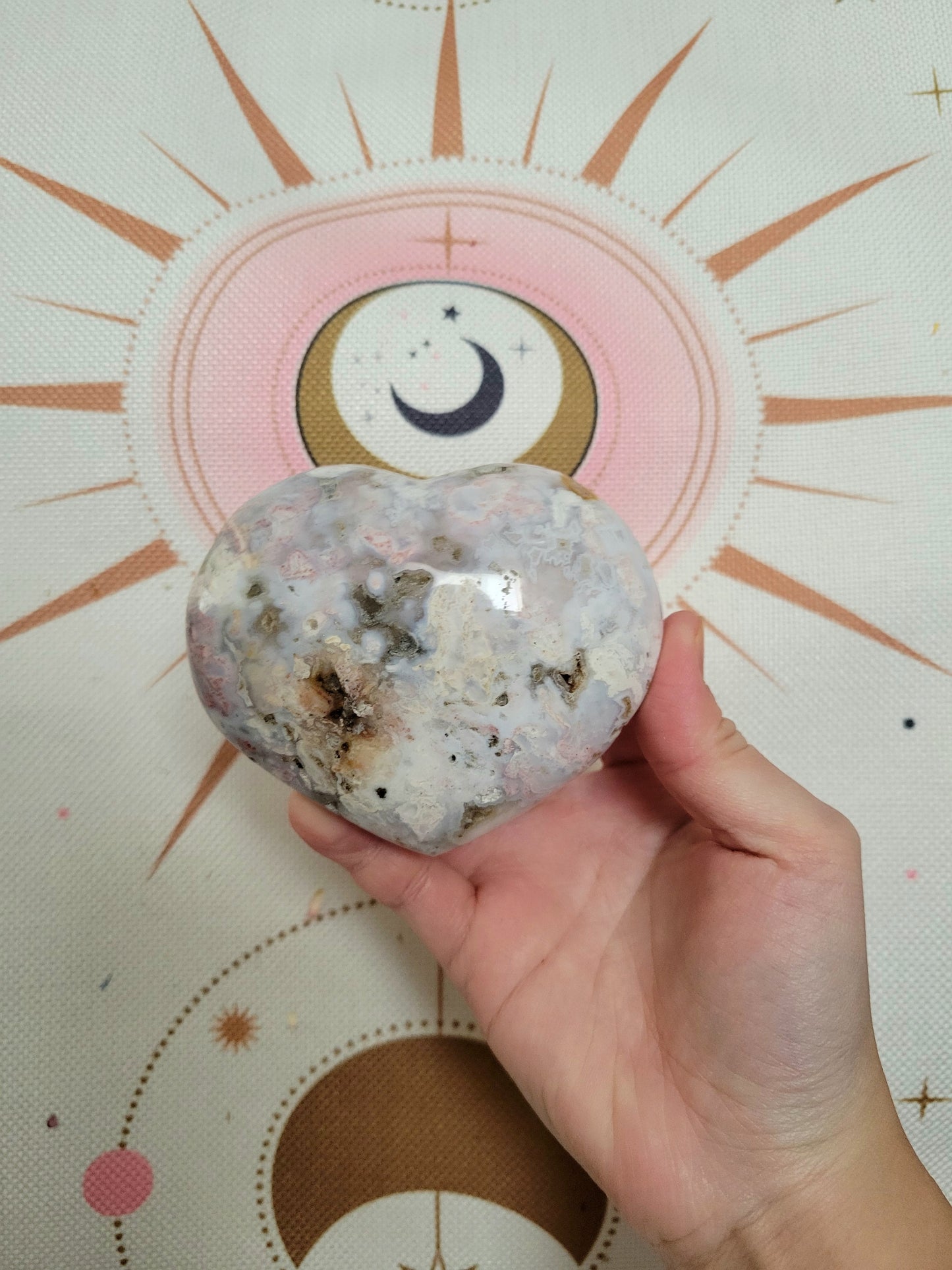 Dreamy Pastel OJ Ocean Jasper Heart Carving 50J