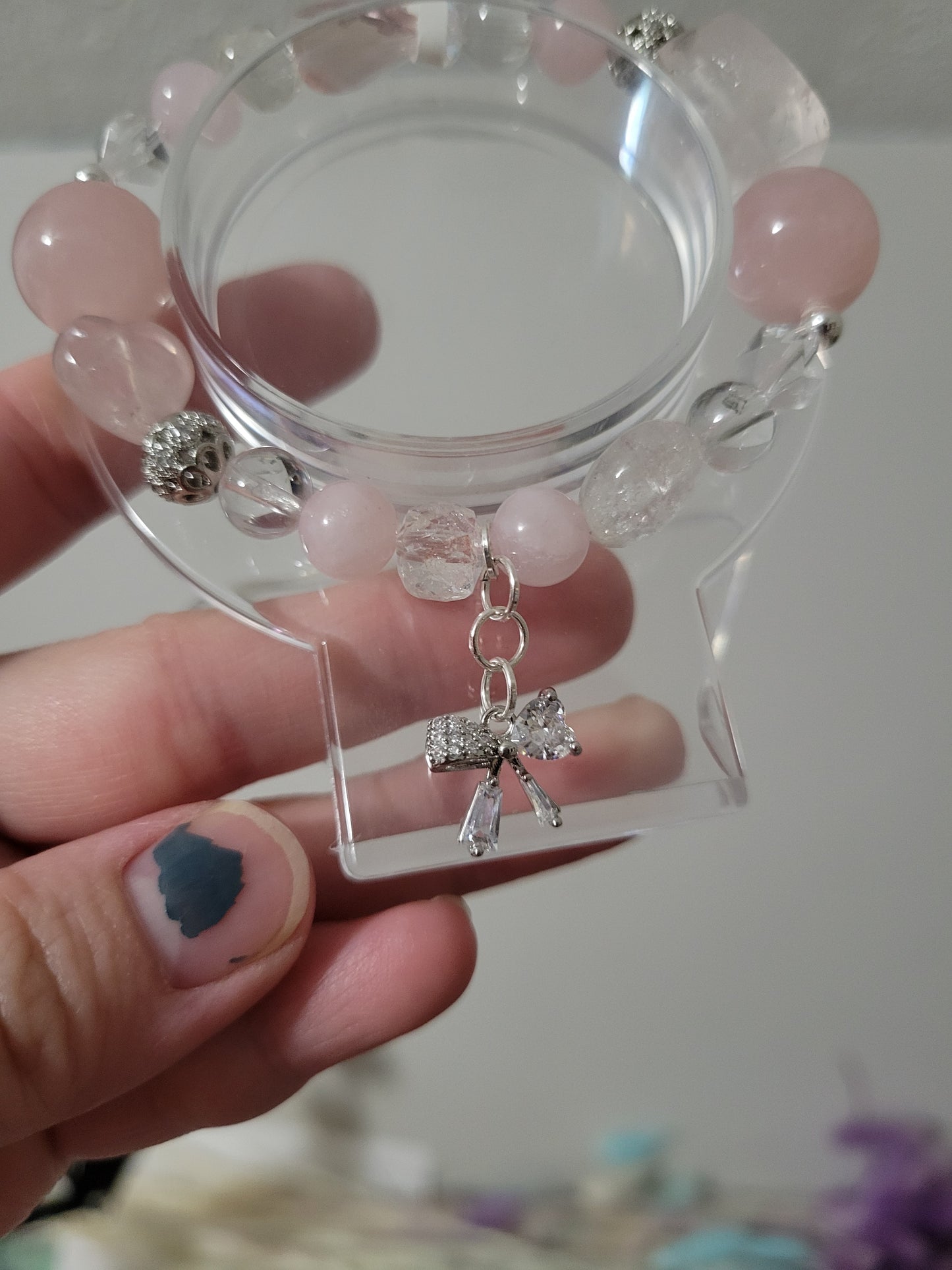 SVC7 Clear Quartz and Rose Quartz Bracelet