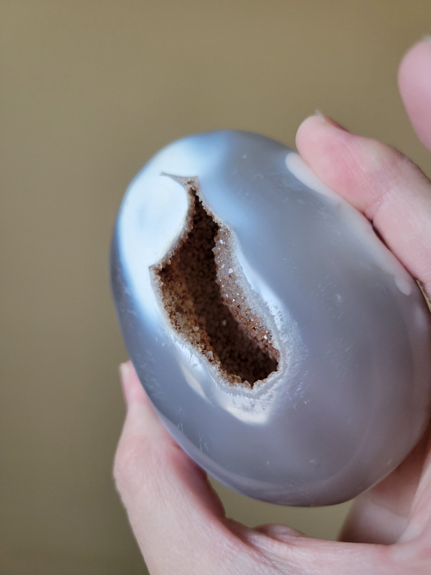 Large Druzy Orca Agate Palm Stone 25OC