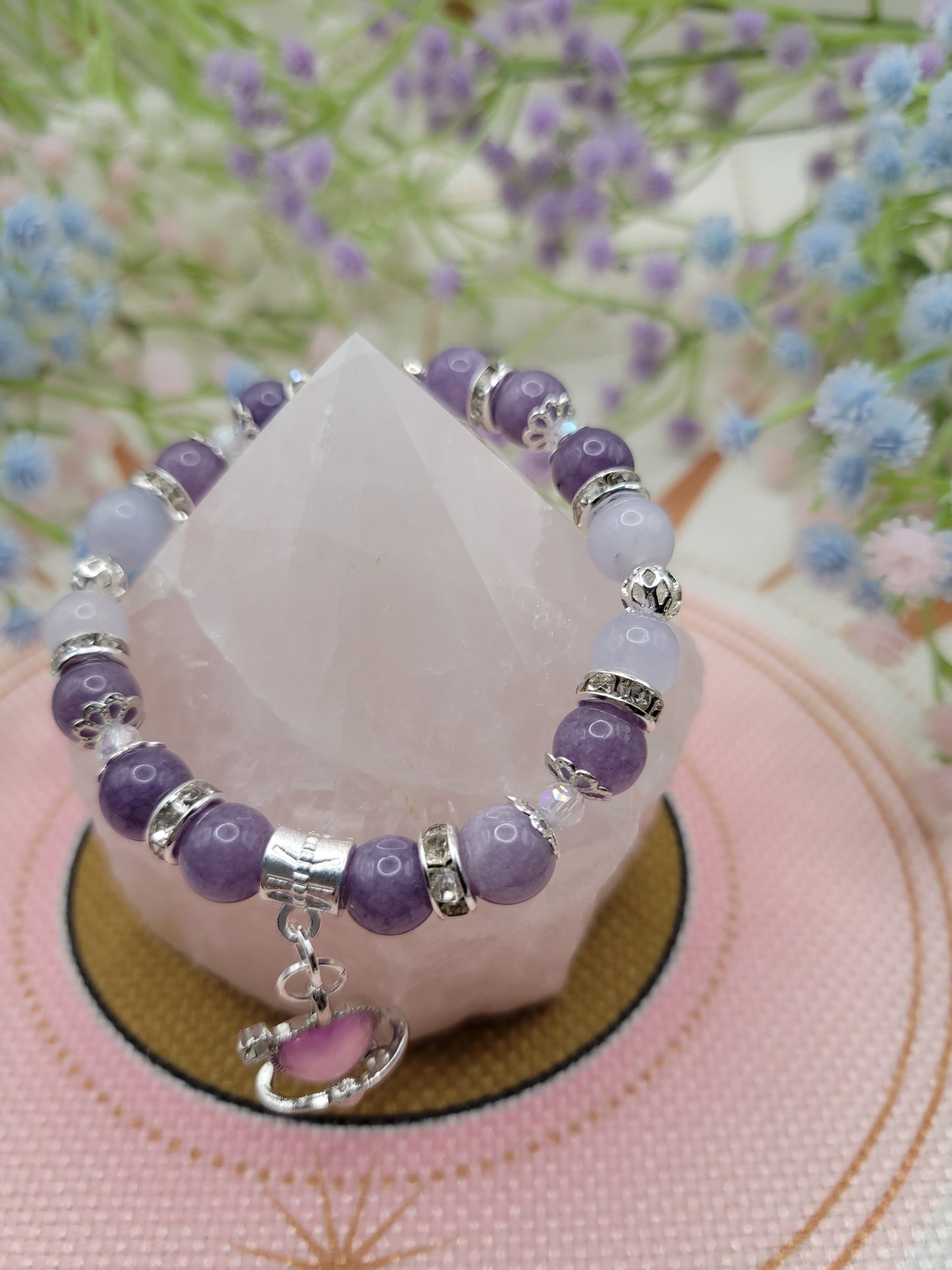 SV59 Blue Morganite and Purple Angelite Bracelet