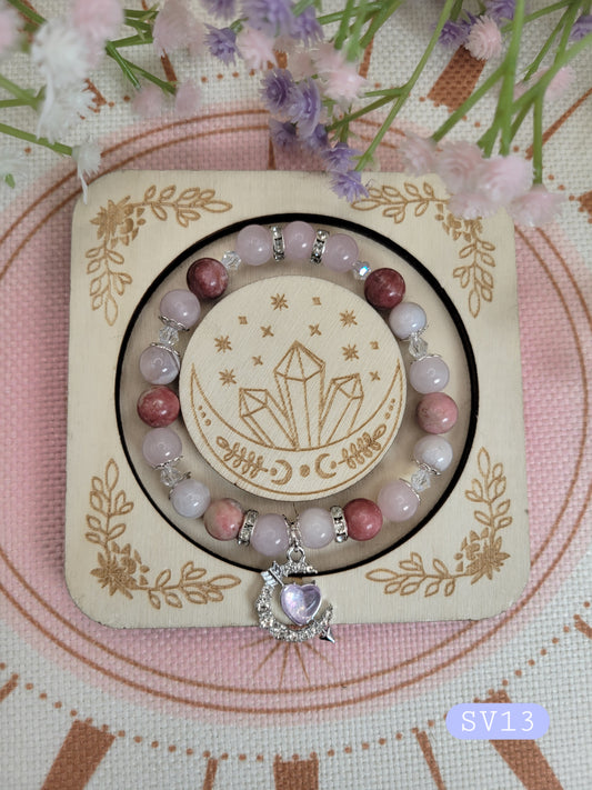 SV13 Rhodocrosite, Rose Quartz, and Pink Chalcedony Bracelet