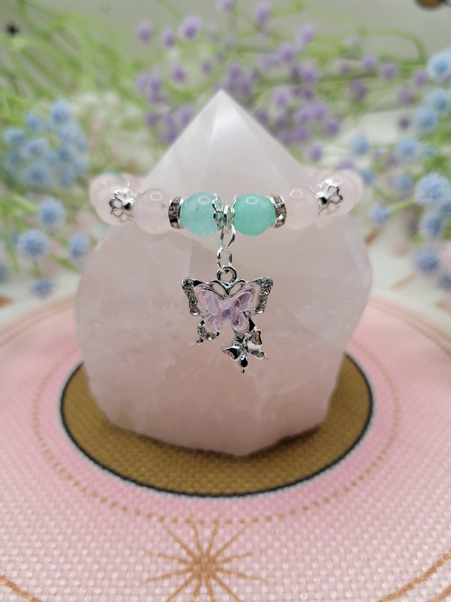 SV51 Green Chalcedony and Rose Quartz Bracelet