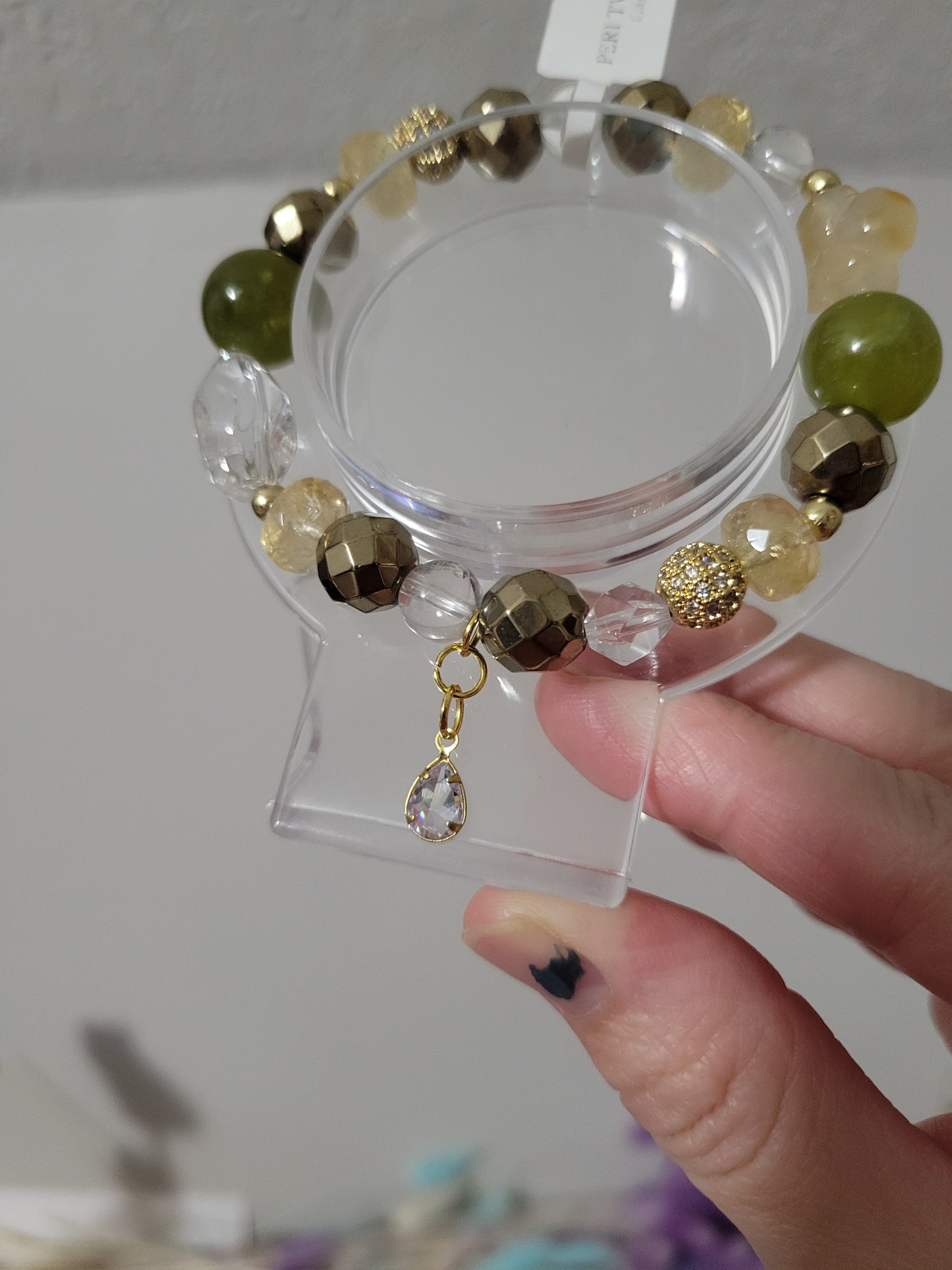 GDC6 Carnelian, Clear Quartz, Citrine, Jade, and Pyrite Bracelet