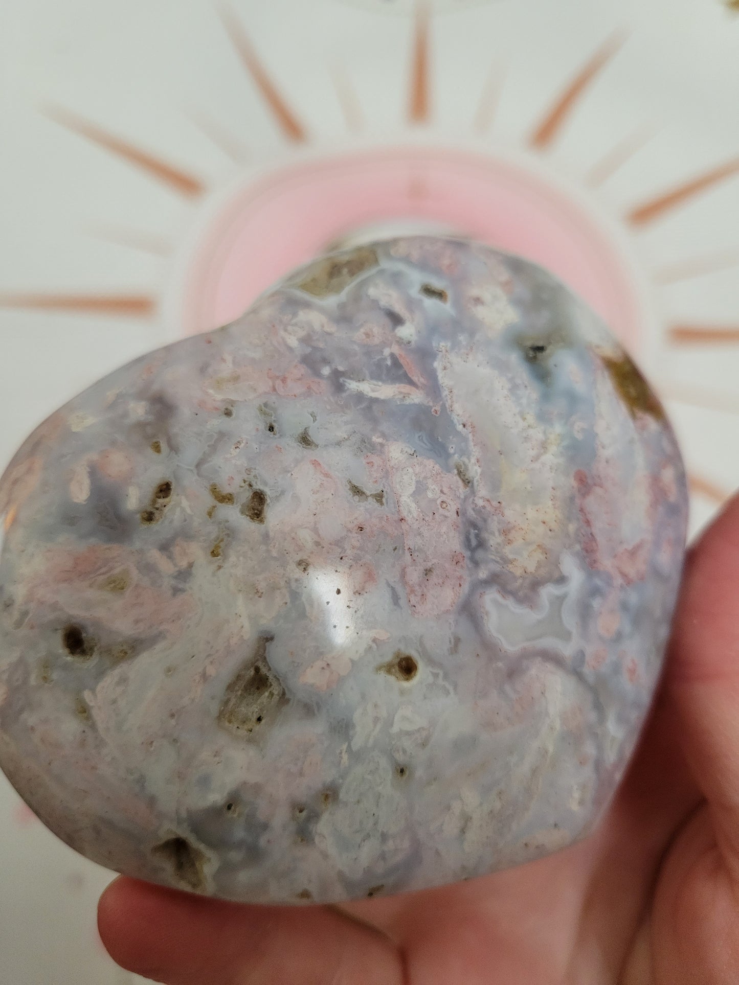 Dreamy Pastel OJ Ocean Jasper Heart Carving 50J