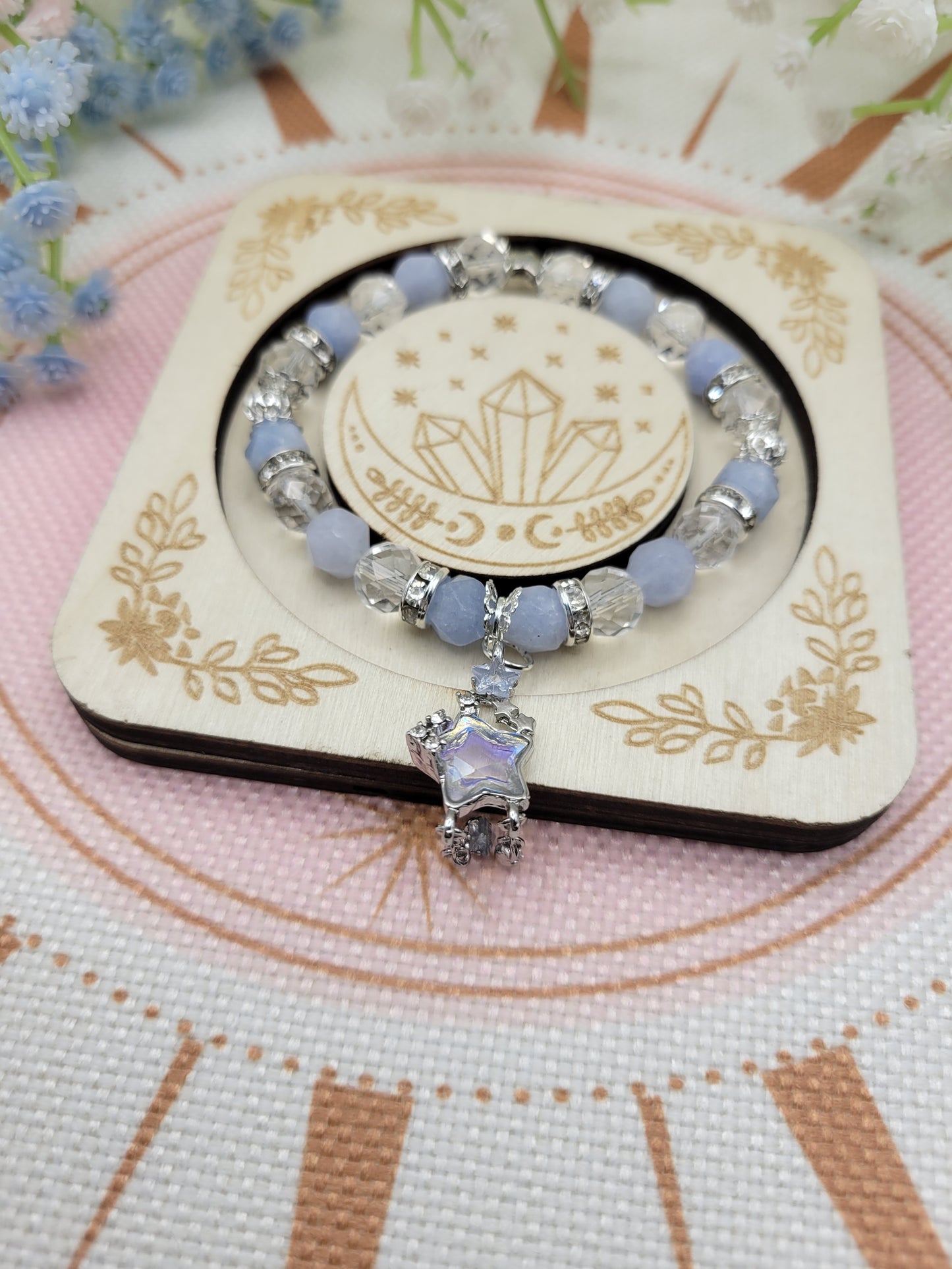 SV41 Faceted Aquamarine and Clear Quartz Bracelet