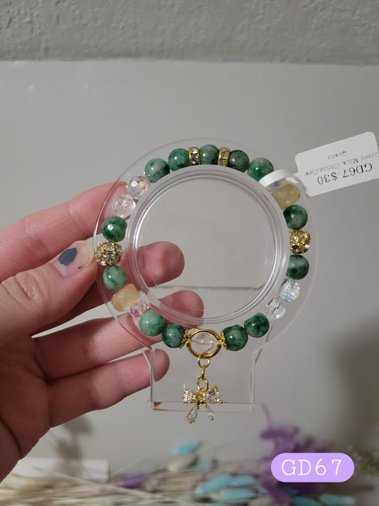 GD67 Citrine, Clear Quartz, and Green Mica Bracelet