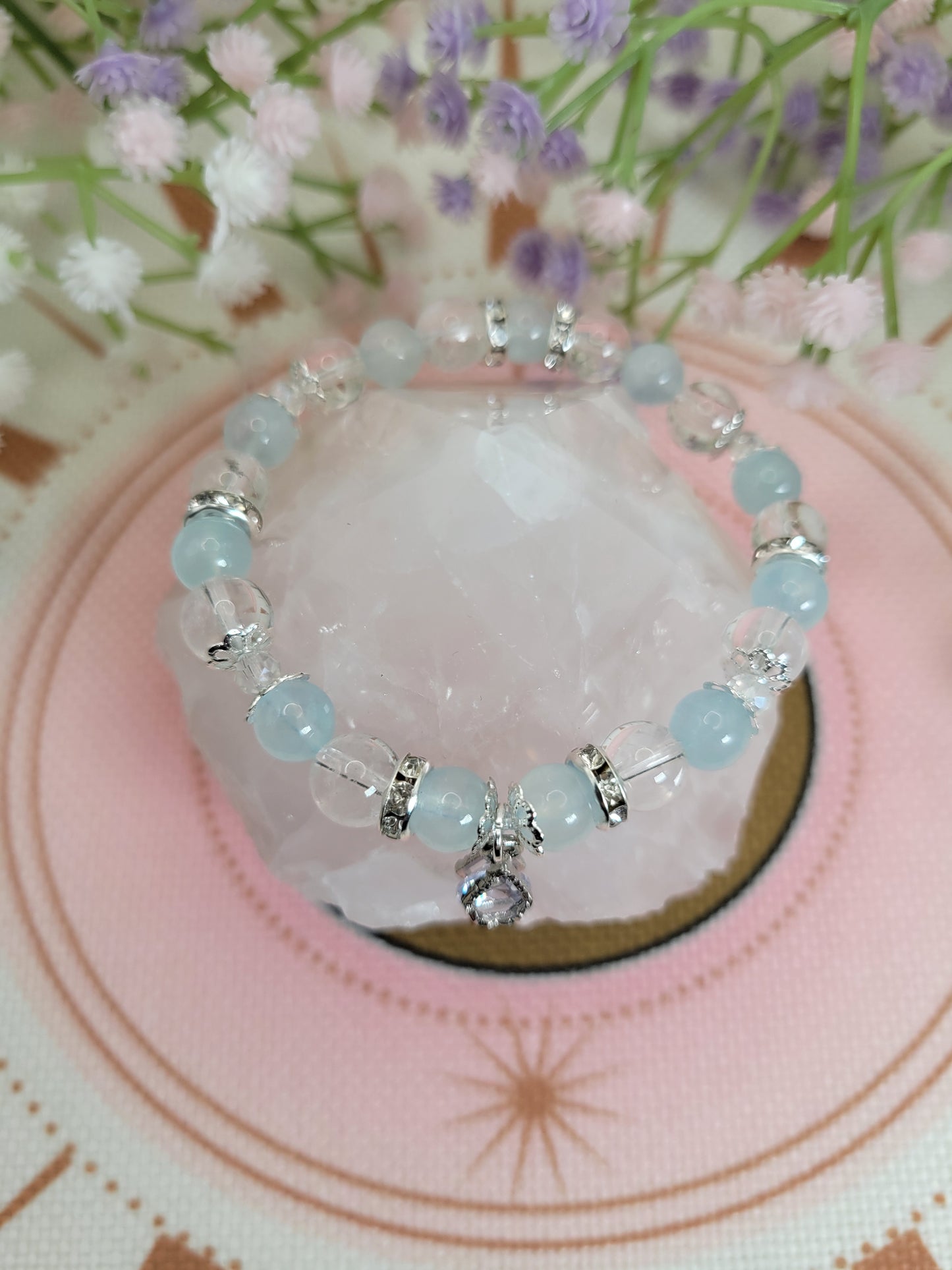 SV17 Aquamarine and Clear Quartz Bracelet