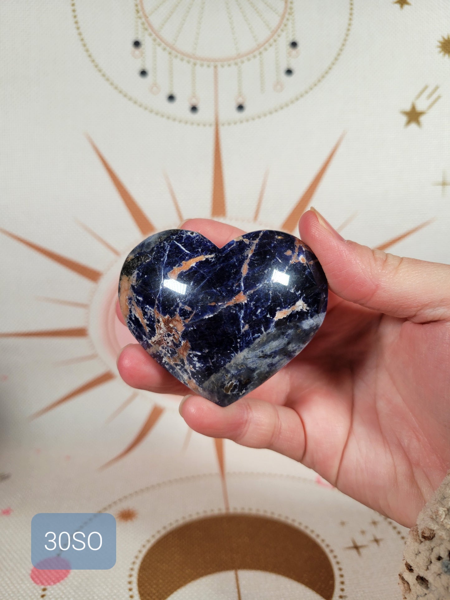 Puffy Vibrant Sunset Sodalite Heart Carving 30SO