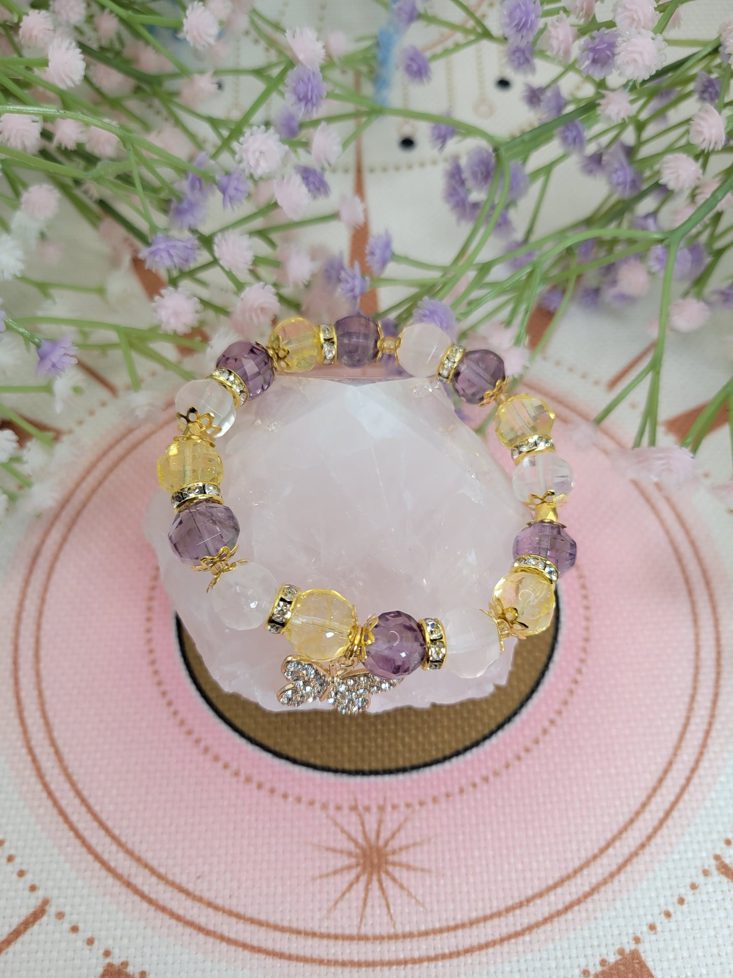 GD2 Amethyst, Rose Quartz, Citrine Faceted Bracelet