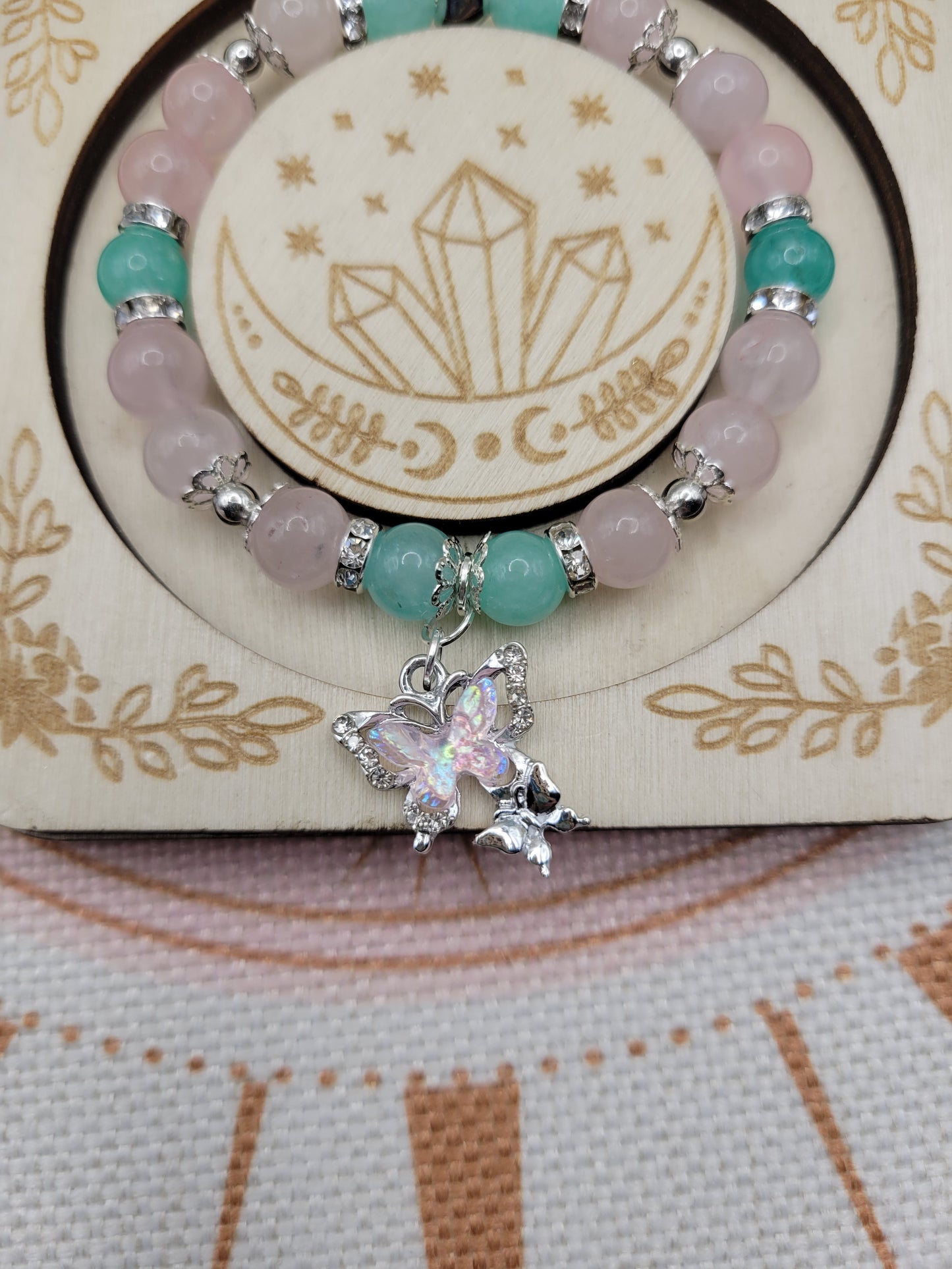 SV51 Green Chalcedony and Rose Quartz Bracelet