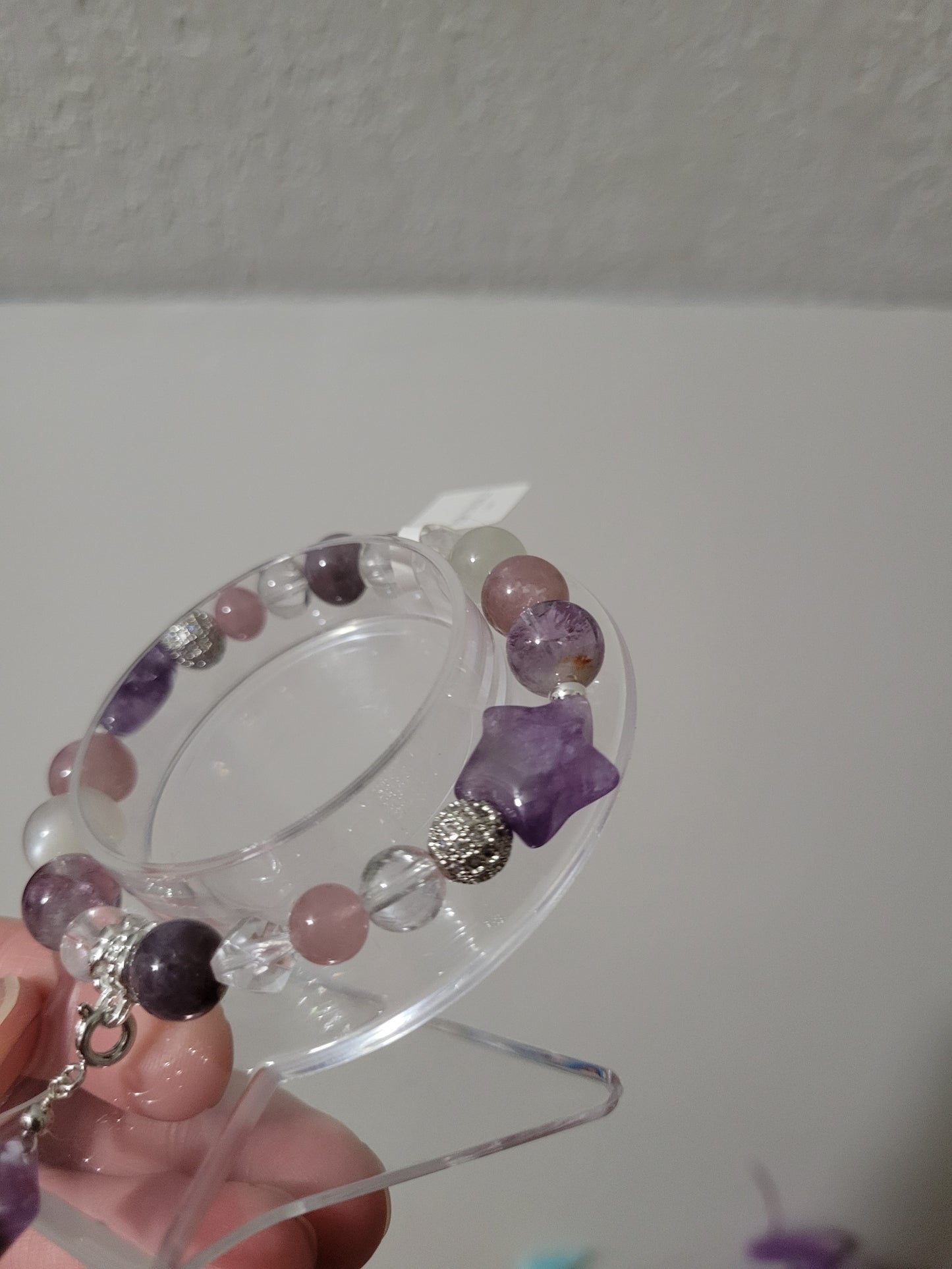 SVC4 Amethyst, Clear Quartz, Lavender Rose Quartz, and Moonstone Bracelet