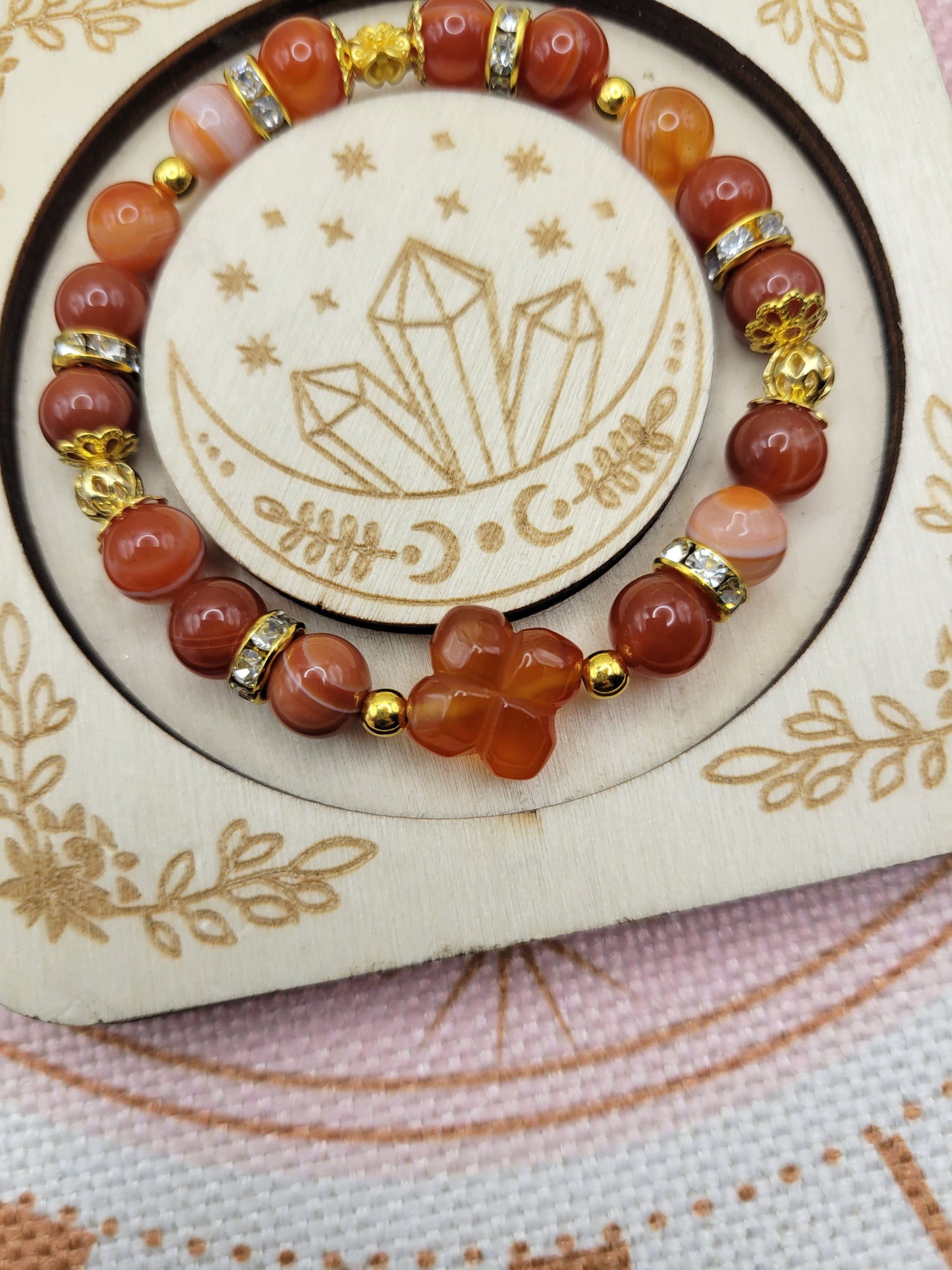 GD50 Carnelian Flower Bracelet