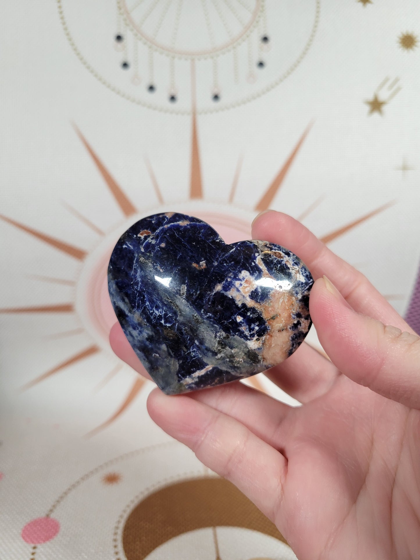 Puffy Vibrant Sunset Sodalite Heart Carving 30SO