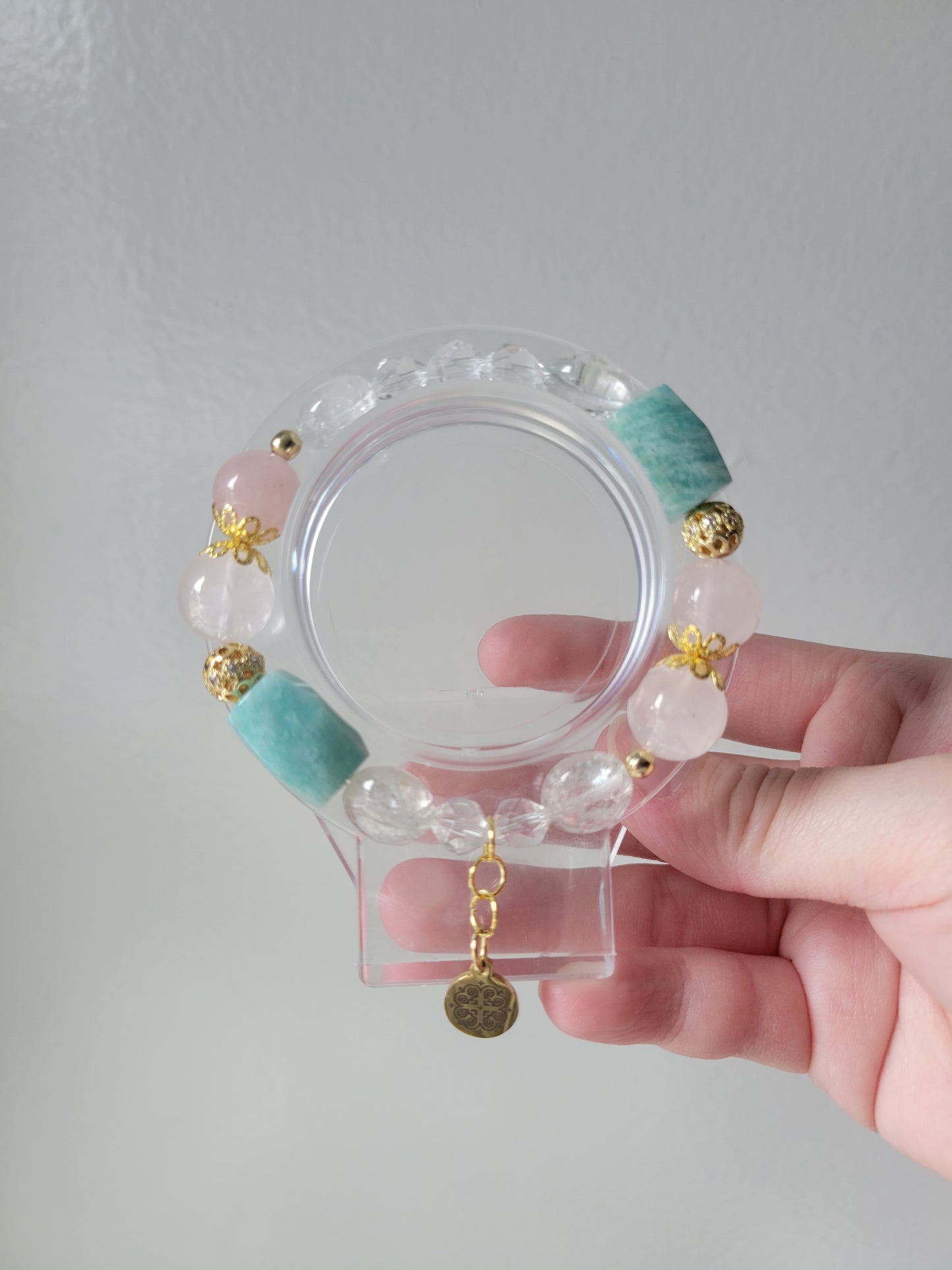 HEC4 Amazonite, Clear Quartz, and Rose Quartz Bracelet