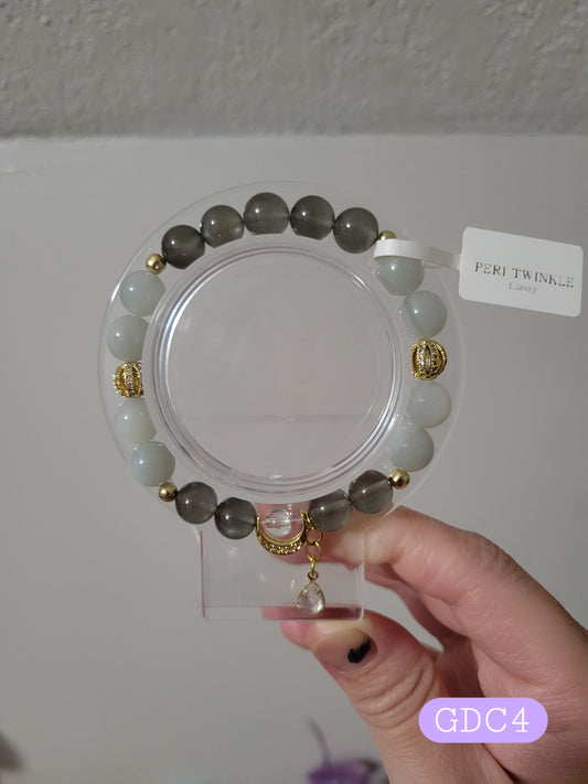 GDC4 Clear Quartz, Grey Moonstone, and White Moonstone Bracelet