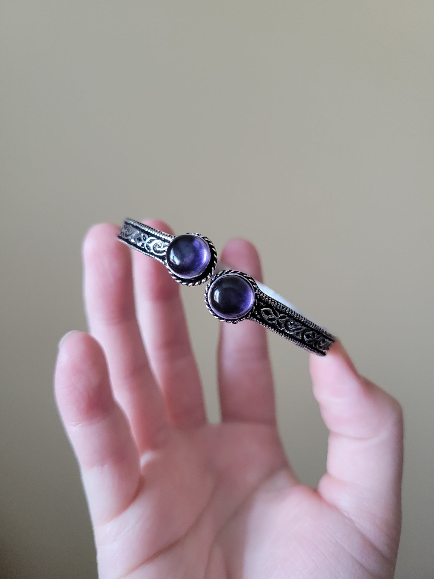 Simple Adjustable Amethyst Bangle Bangle