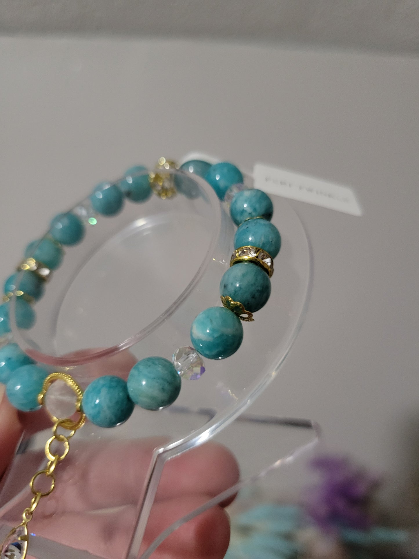 GD74 Amazonite and Clear Quartz Bracelet