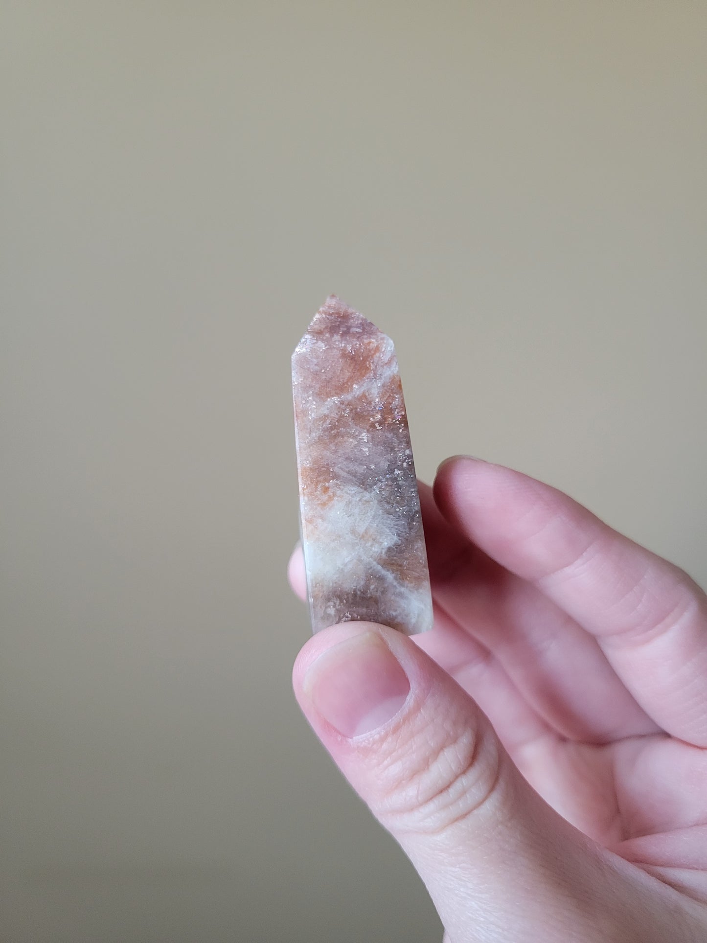 Small Sparkly Sunstone Moonstone Point 12ST