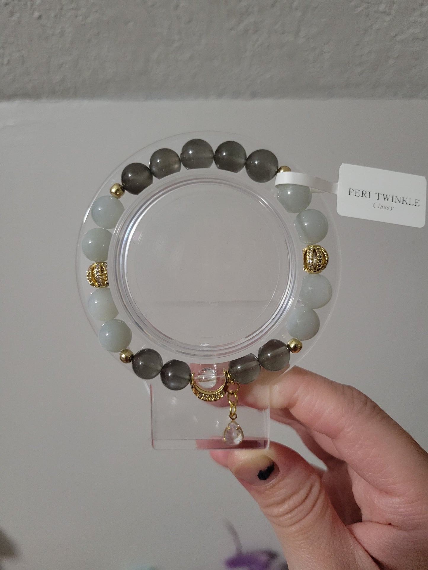 GDC4 Clear Quartz, Grey Moonstone, and White Moonstone Bracelet