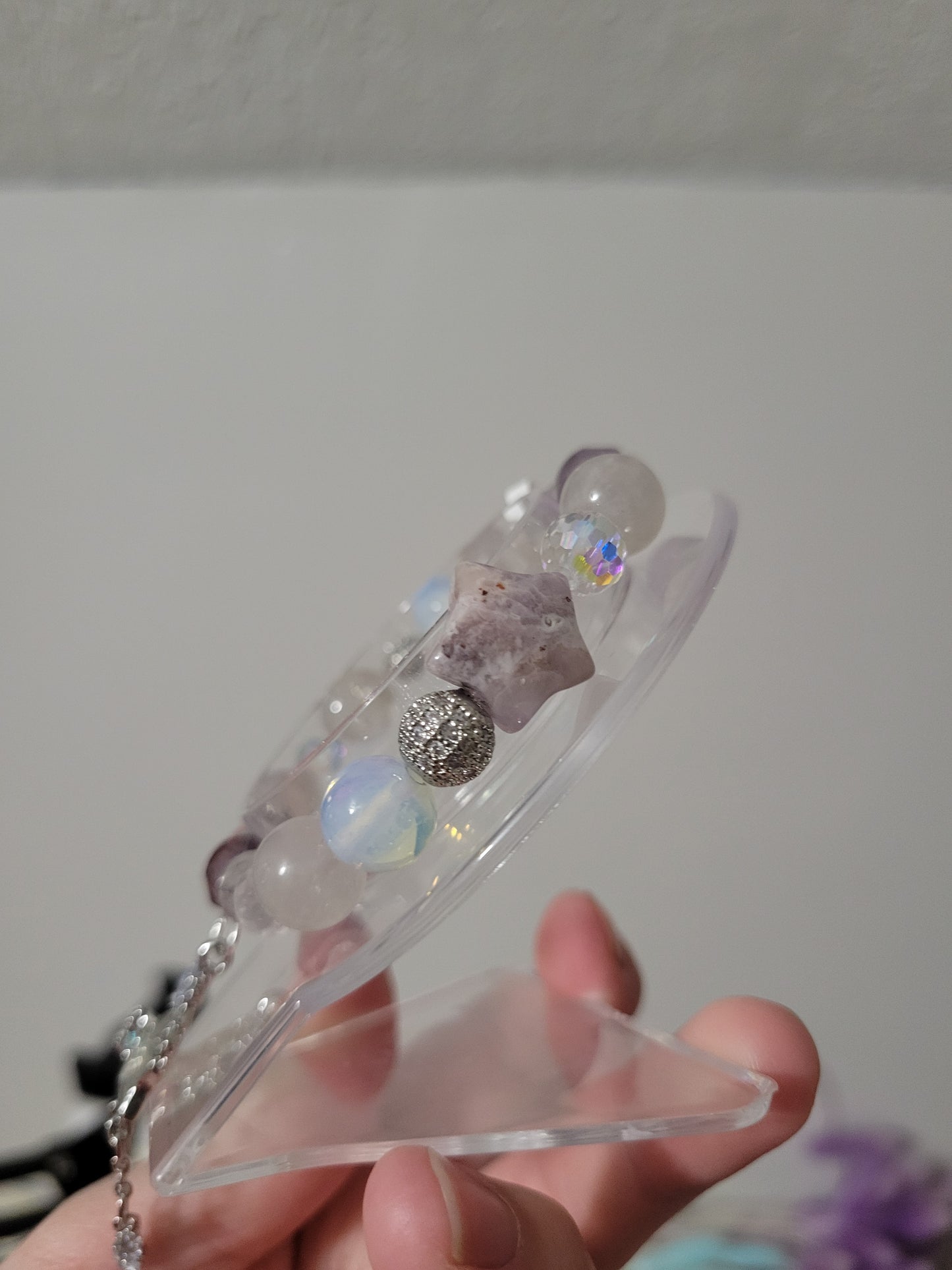 SVC3 Amethyst, Blue Rose Quartz, Clear Quartz, and Opalite Bracelet